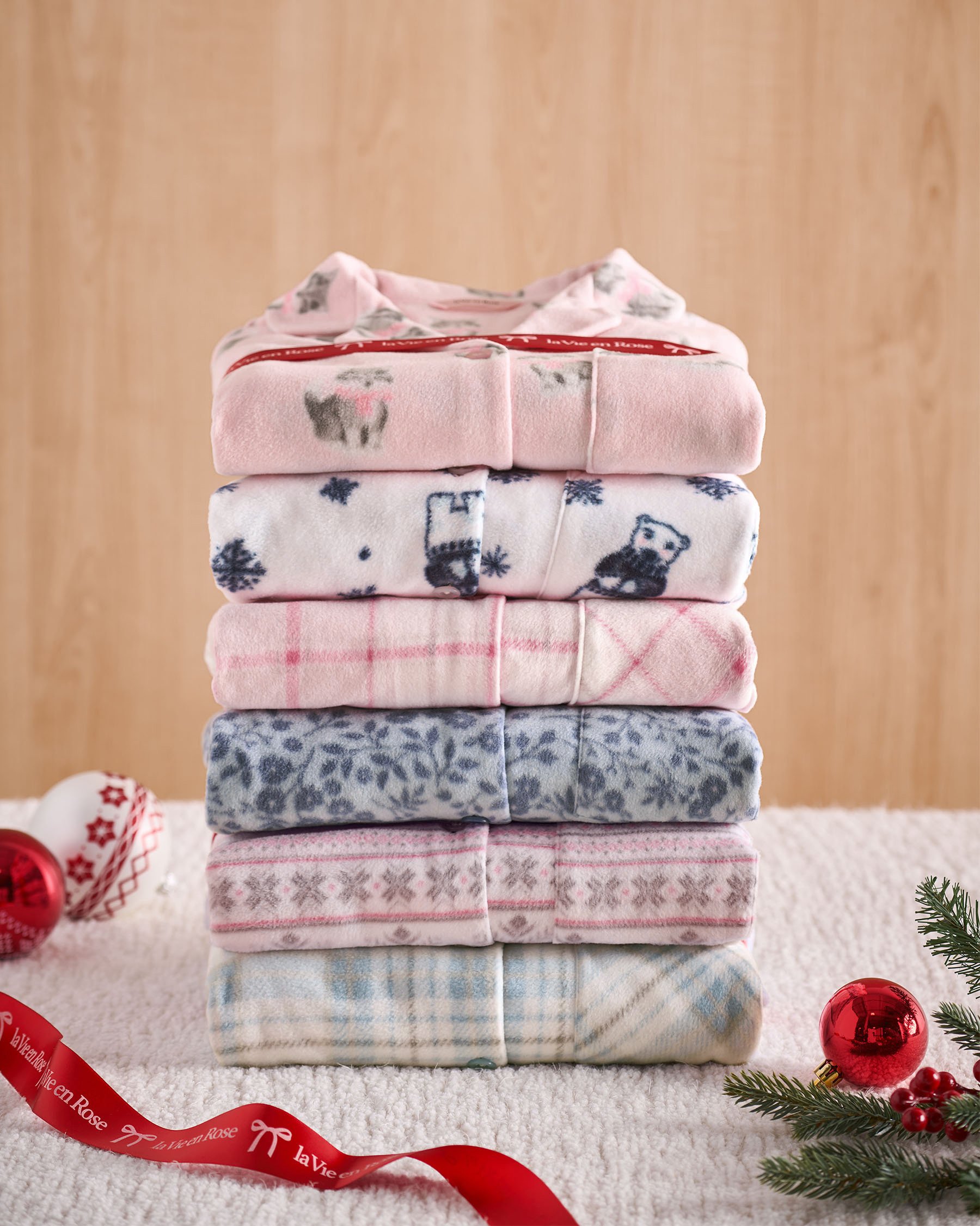 LA VIE EN ROSE Ensemble pyjama en polaire imprimé nordique Imprimé nordique rose 40400090 - View7