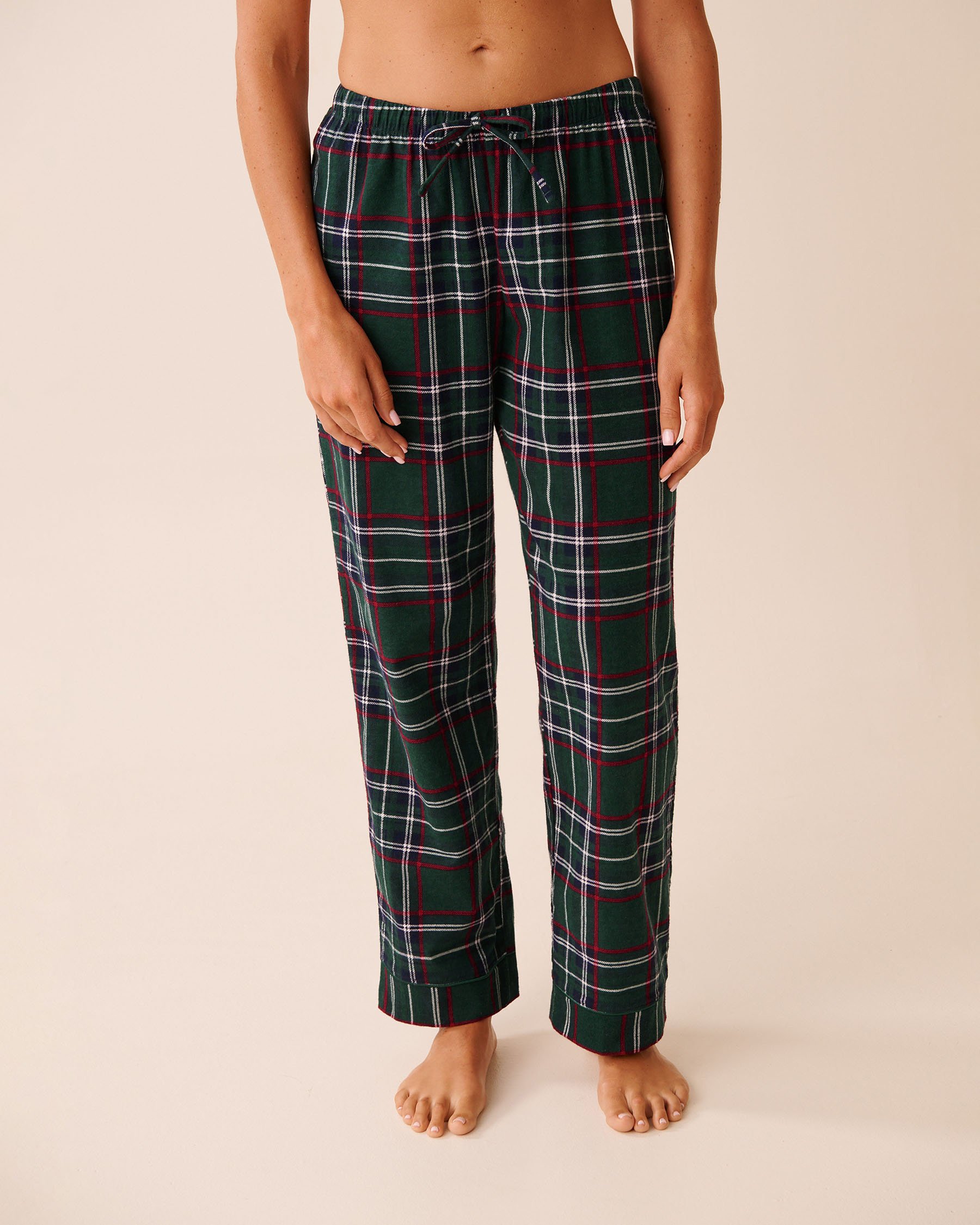 LA VIE EN ROSE Green Plaid Flannel PJ Set Green Plaid 40400089 - View4
