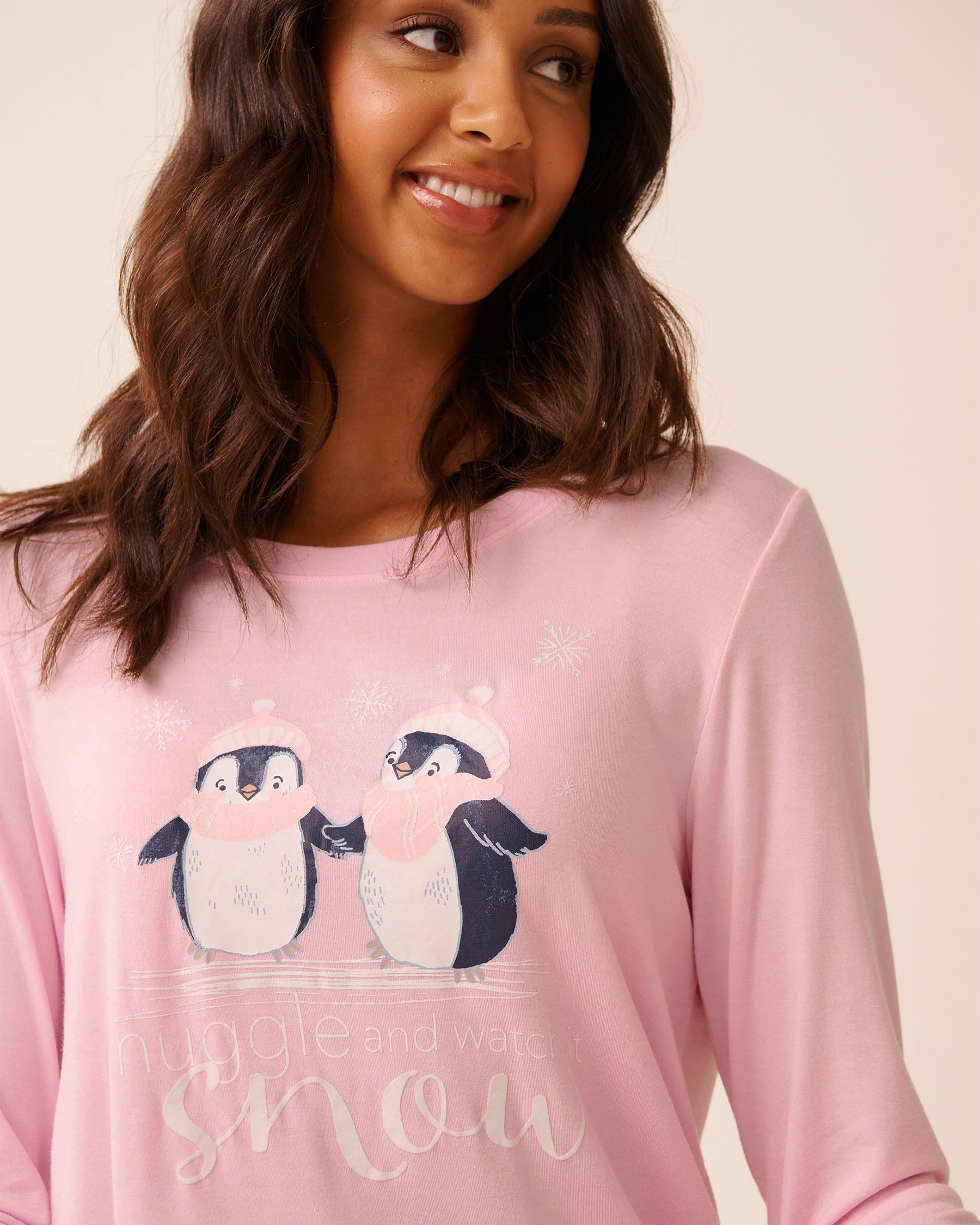 LA VIE EN ROSE Ensemble pyjama manches longues imprimé pingouin Rose/Pingouins 40400088 - Voir4