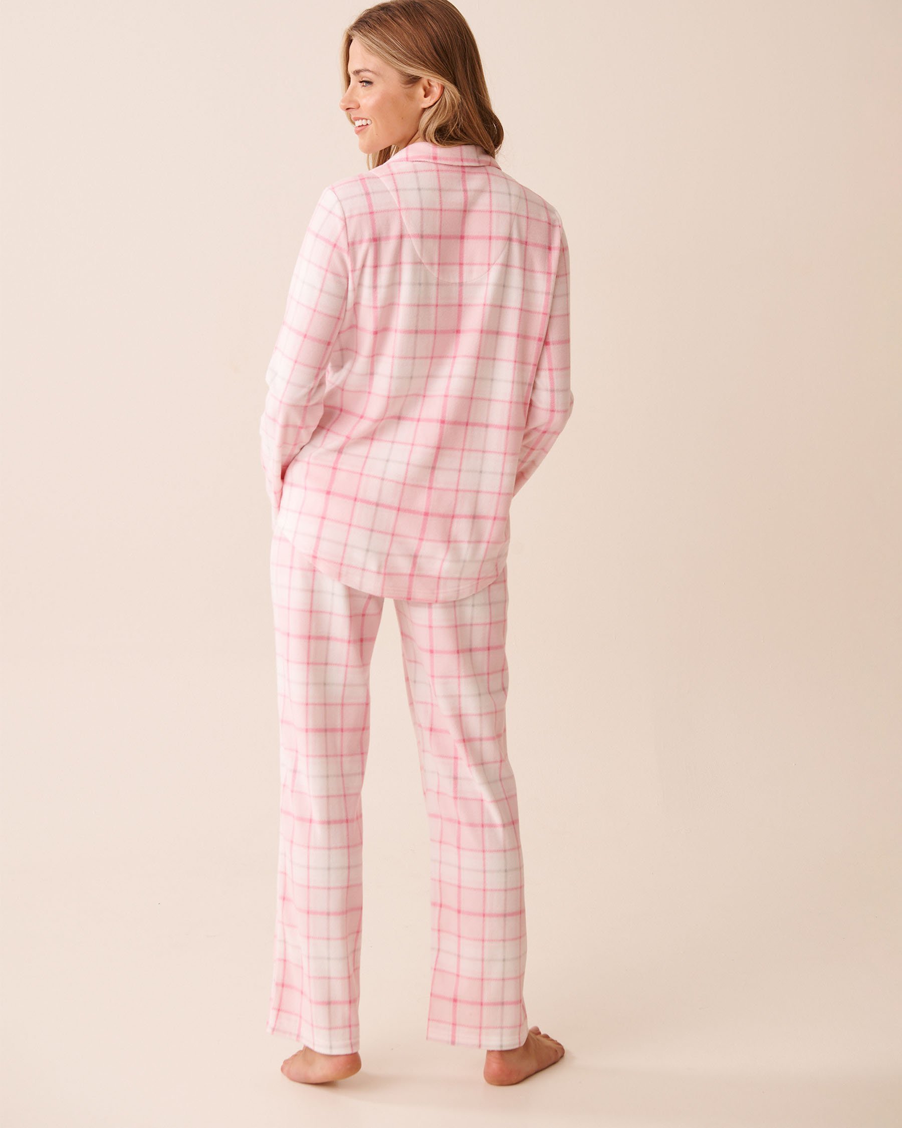 LA VIE EN ROSE Ensemble pyjama en polaire carreaux roses Carreaux roses clairs 40400090 - View2