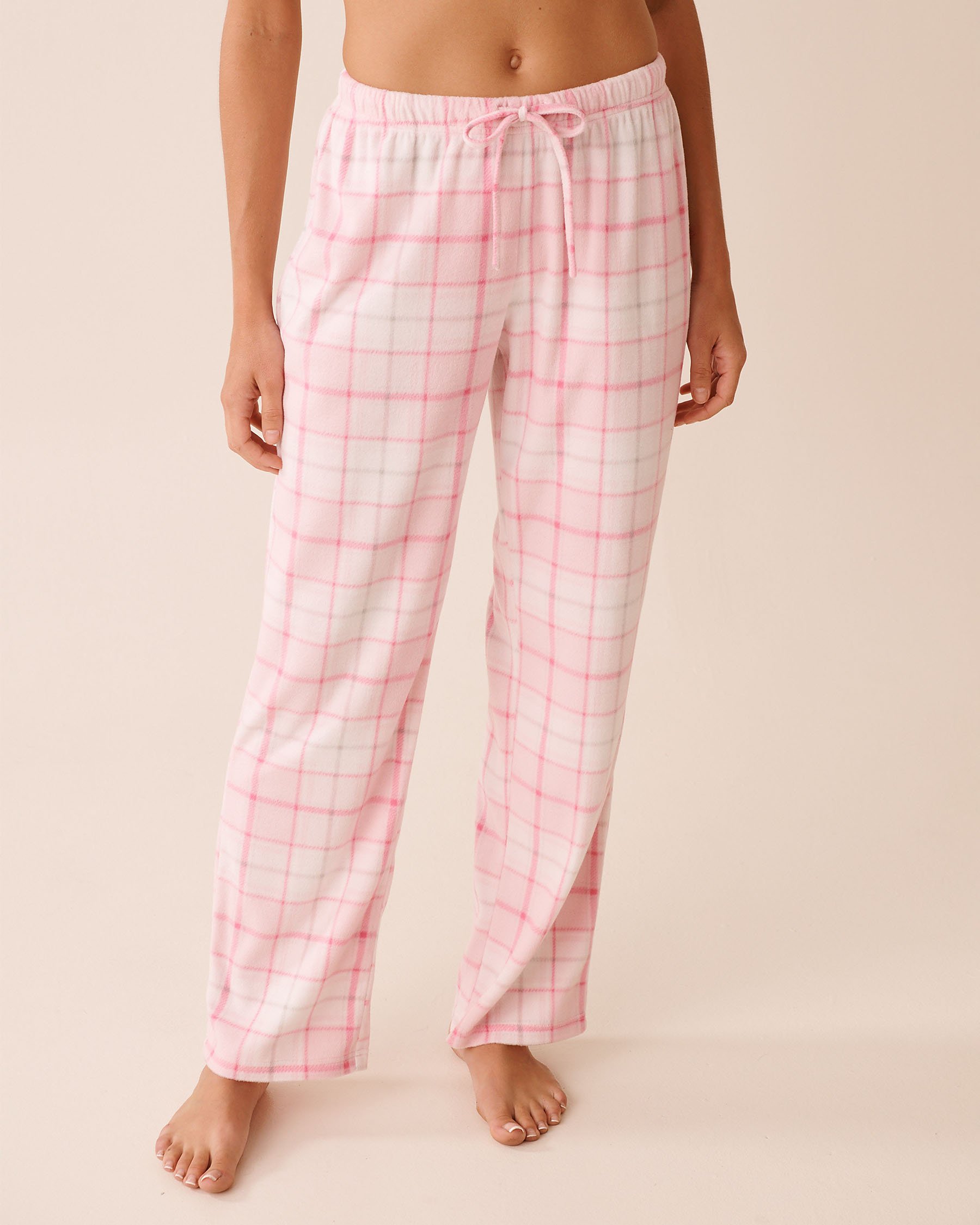LA VIE EN ROSE Pink Plaid Microfleece PJ Set Light Pink Plaid 40400090 - View4