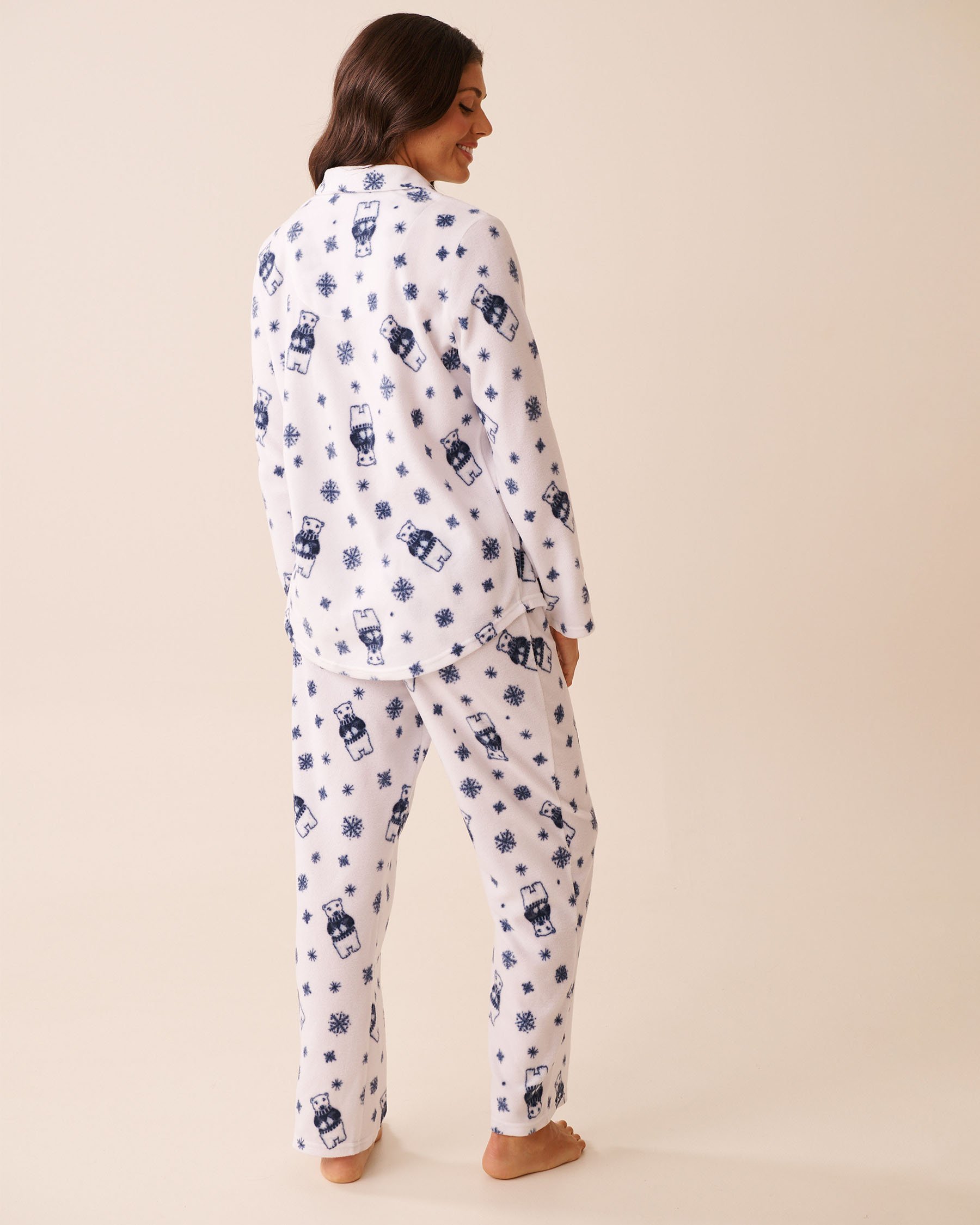 LA VIE EN ROSE Polar Bear Print Microfleece PJ Set White/Polar Bears 40400090 - View2