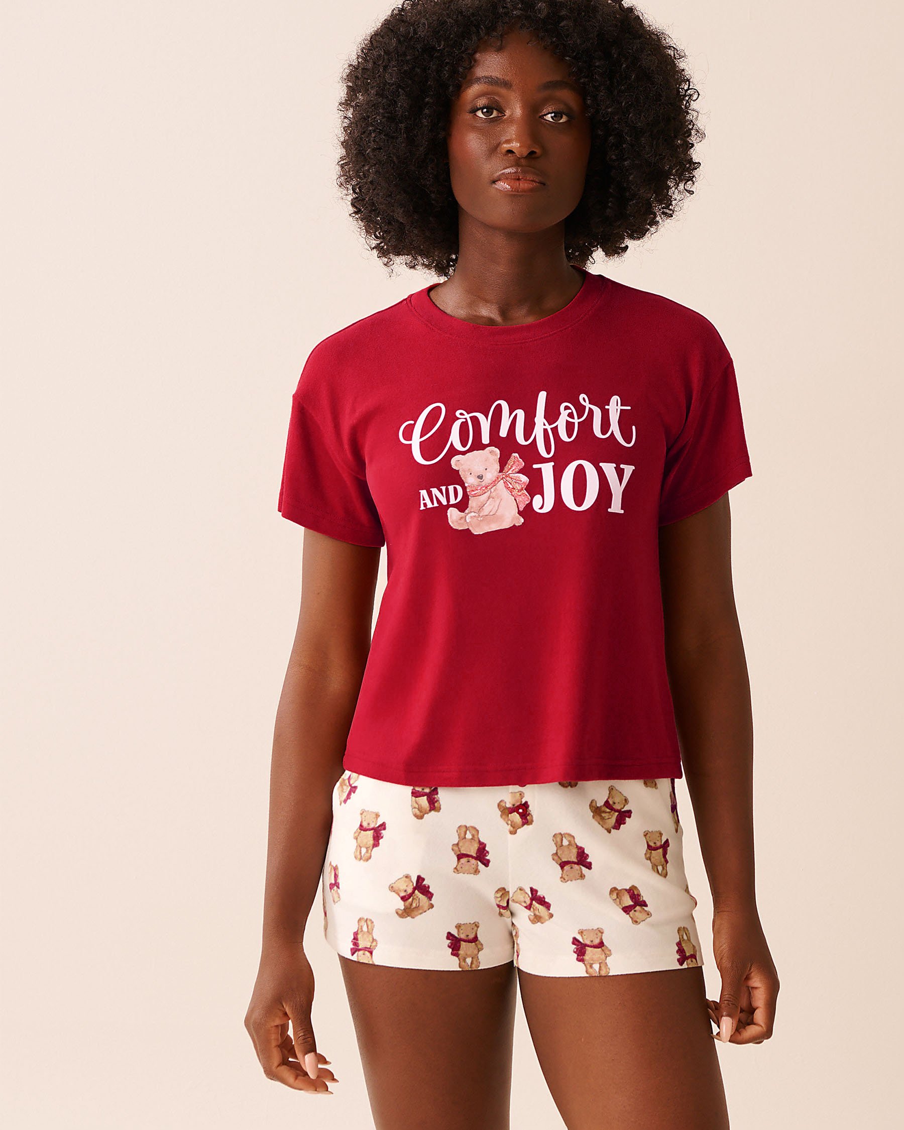 LA VIE EN ROSE Teddy Bear Print Recycled Fibers T-shirt Red/Teddy Bears 40100791 - View4