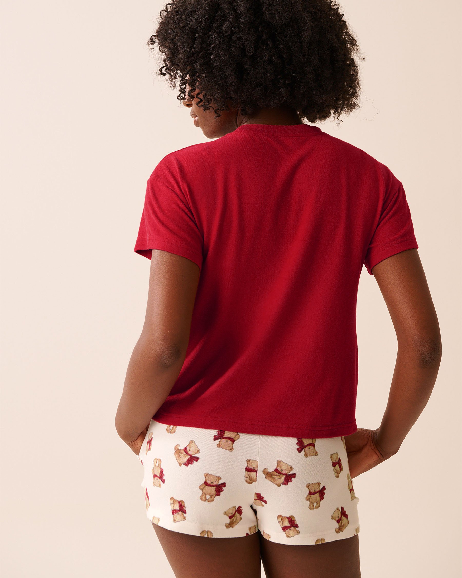 LA VIE EN ROSE Teddy Bear Print Recycled Fibers T-shirt Red/Teddy Bears 40100791 - View5