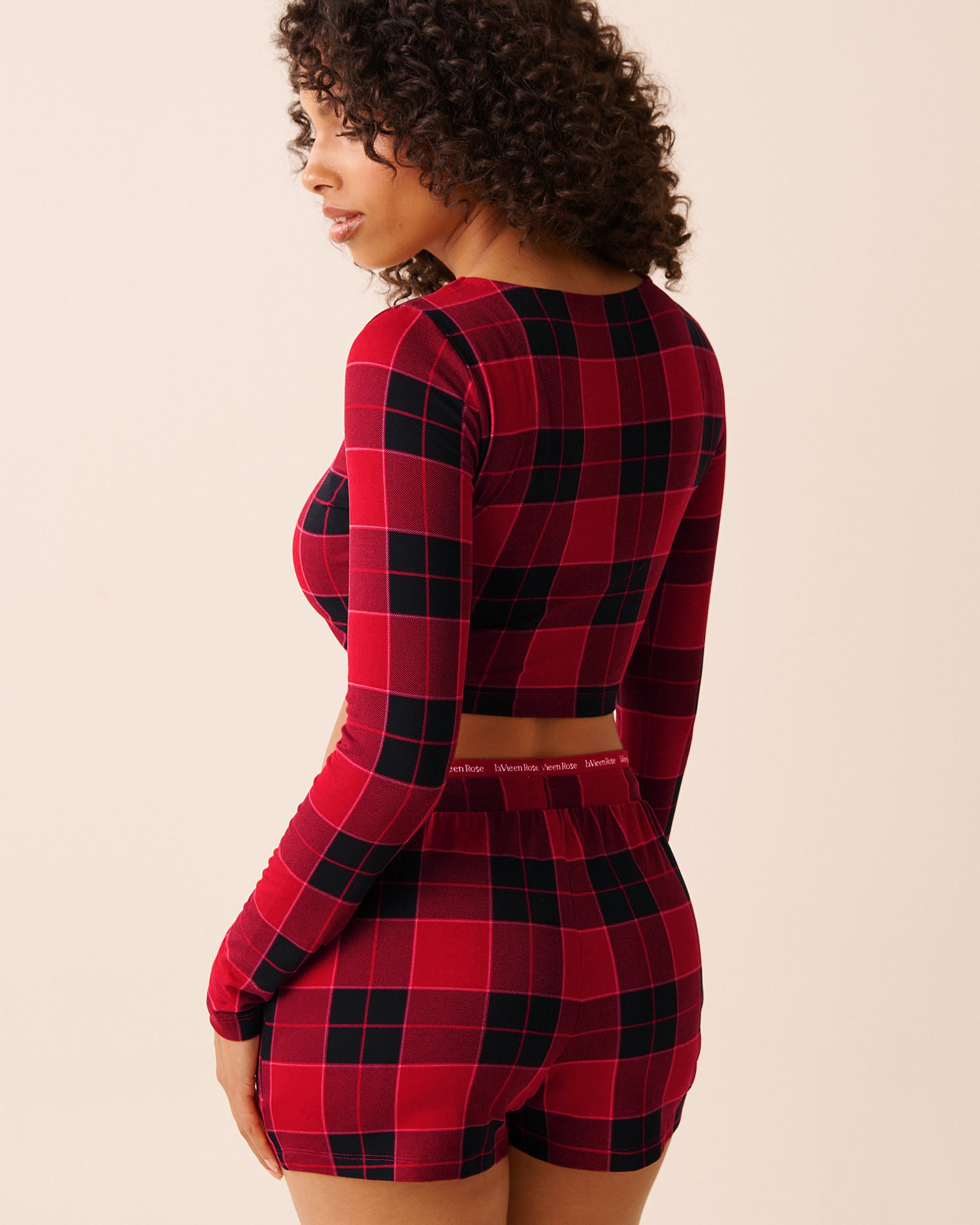 LA VIE EN ROSE Buffalo Plaid Super Soft Long Sleeve Crop Top Buffalo Plaid 40100802 LA VIE EN ROSE Buffalo Plaid Super Soft Long Sleeve Crop Top Buffalo Plaid 40100802 - View2