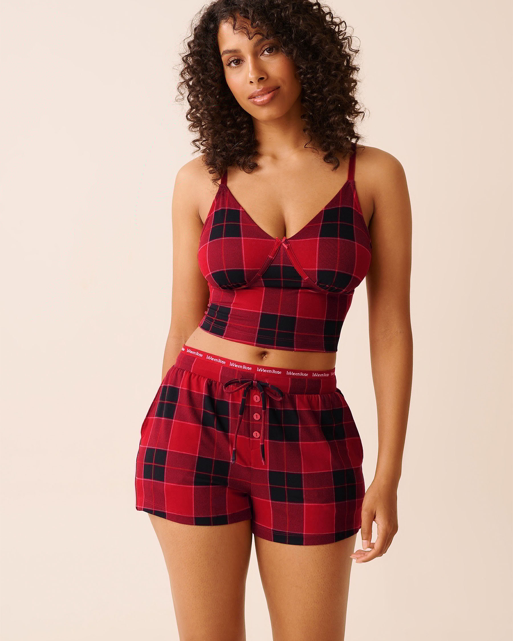 LA VIE EN ROSE Buffalo Plaid Super Soft Crop Cami Buffalo Plaid 40100803 LA VIE EN ROSE Buffalo Plaid Super Soft Crop Cami Buffalo Plaid 40100803 - View1