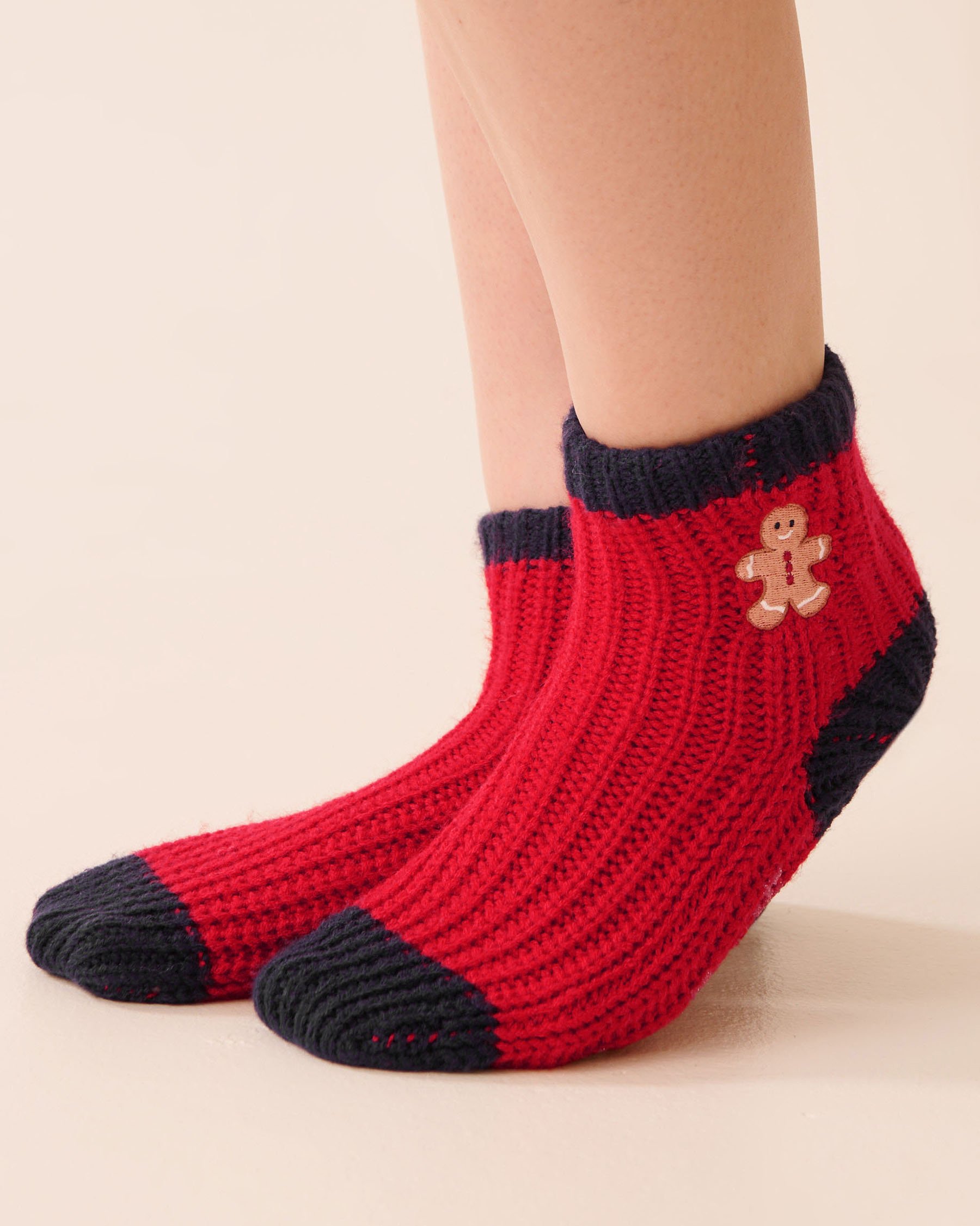 LA VIE EN ROSE Embroidered Gingerbread Socks Red/Gingerbread 40700423 - View1