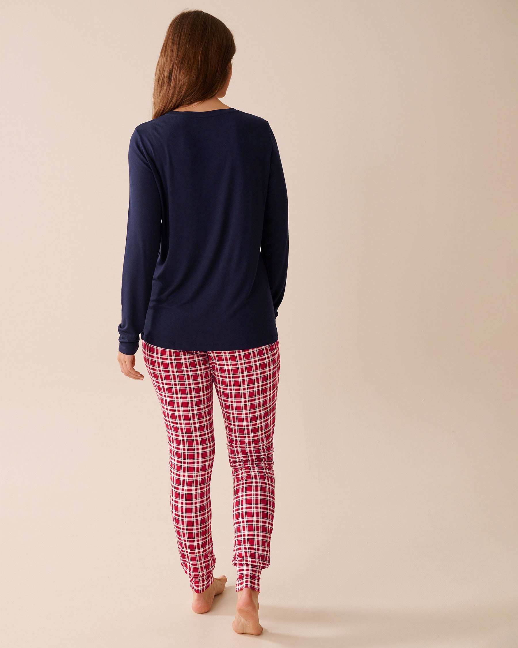 LA VIE EN ROSE Gingerbread Print Long Sleeve PJ Set Blue/Gingerbread 40400088 - View2