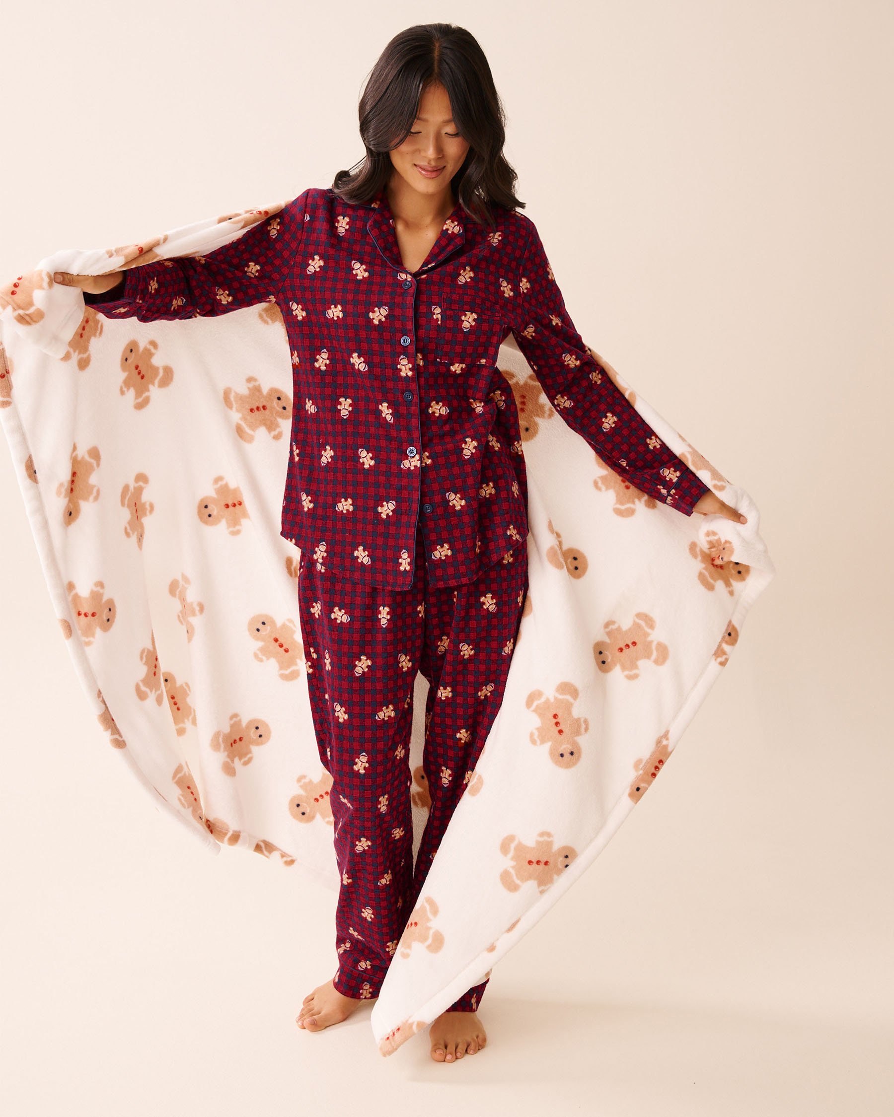 LA VIE EN ROSE Gingerbread Soft Plush Blanket White/Gingerbread 40700441 - View3