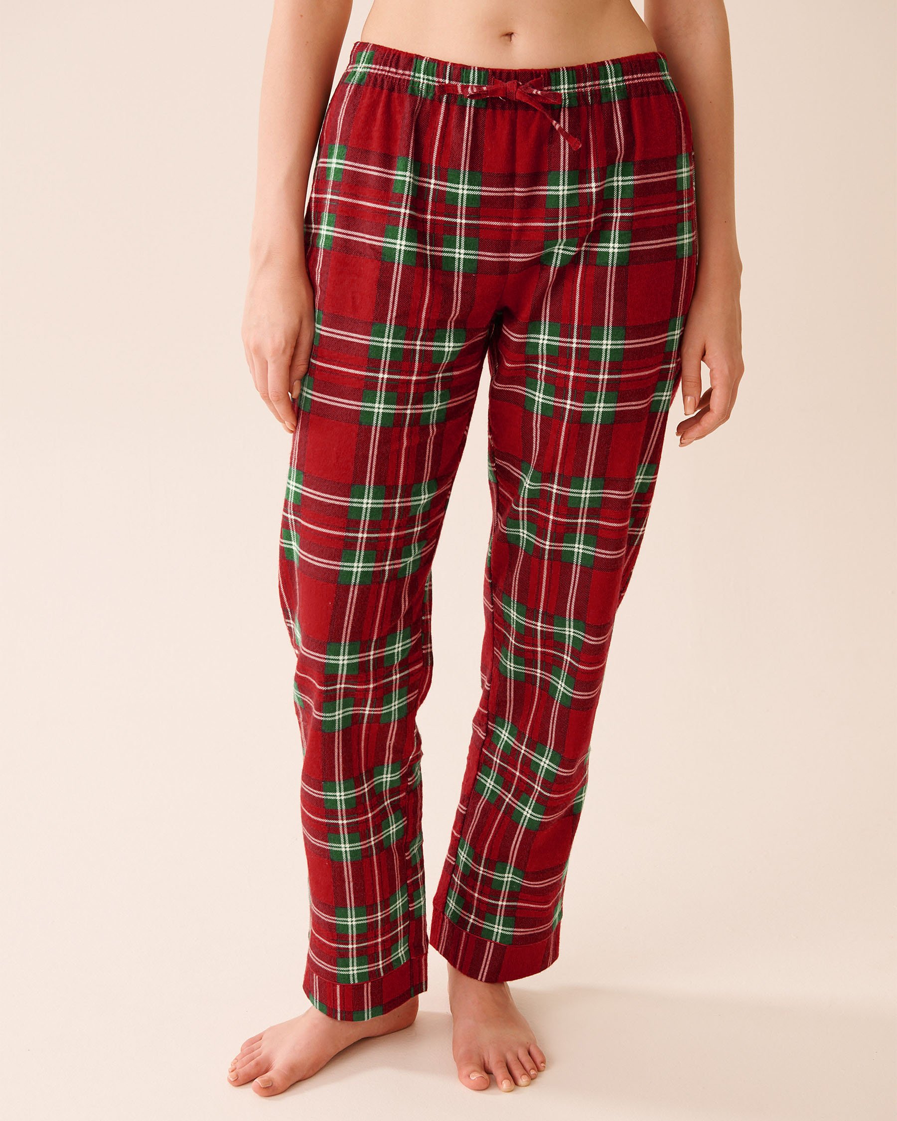 LA VIE EN ROSE Red Plaid Flannel PJ Set Red & Green Plaid 40400089 - View4