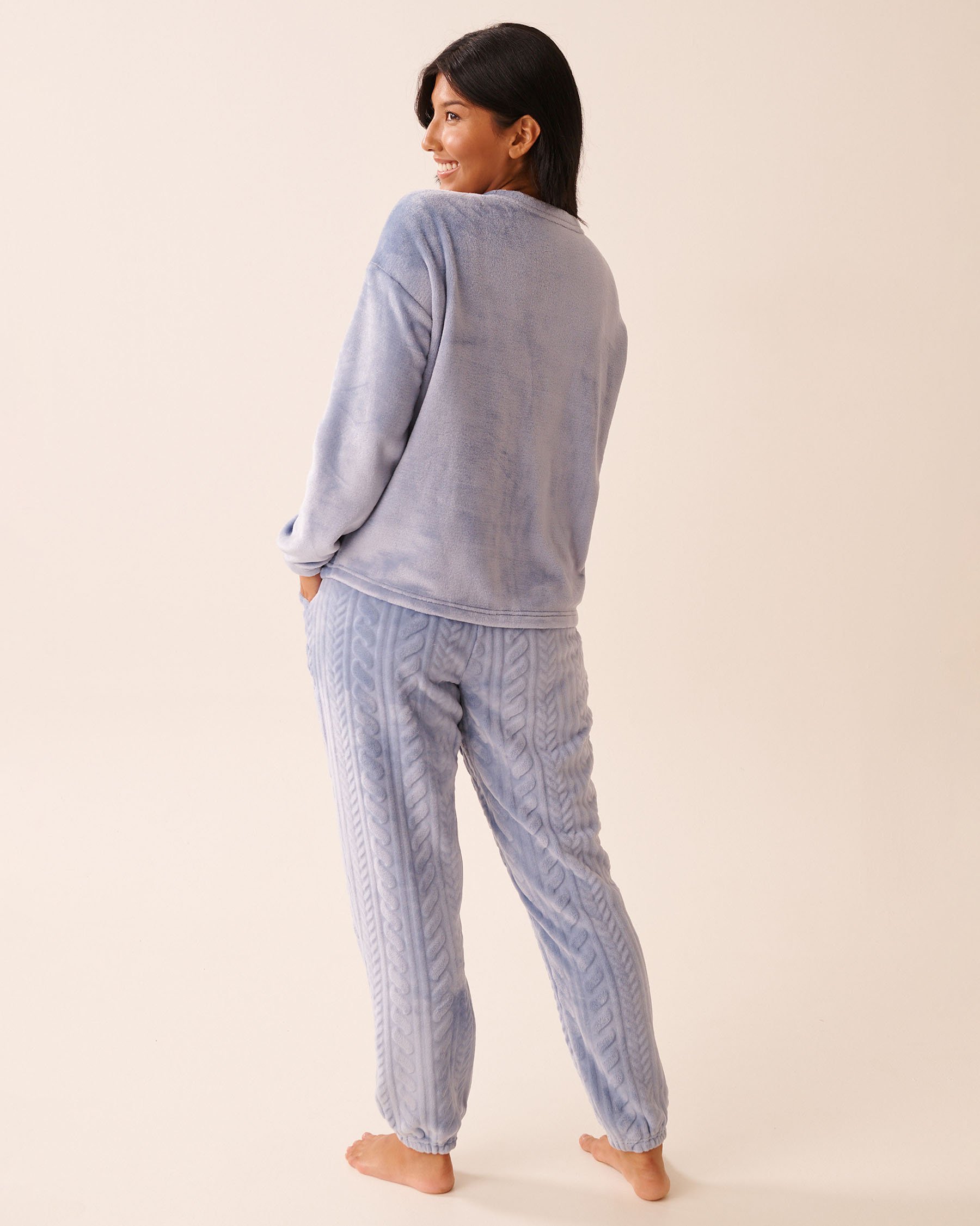 LA VIE EN ROSE Ensemble pyjama en peluche douce imprimé mouton Bleu pâle/Mouton 40400092 - View2