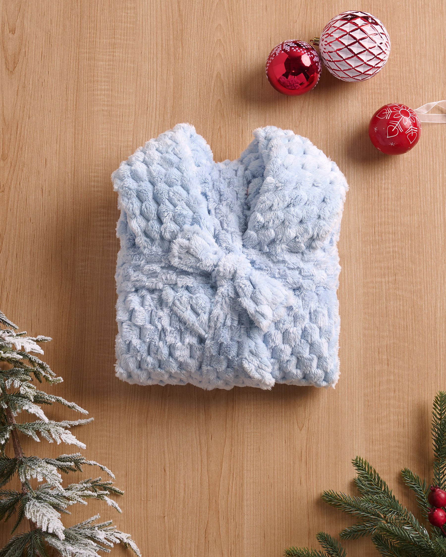 LA VIE EN ROSE Robe de chambre effet matelassé en peluche douce Bleu pâle 40600219 - View4