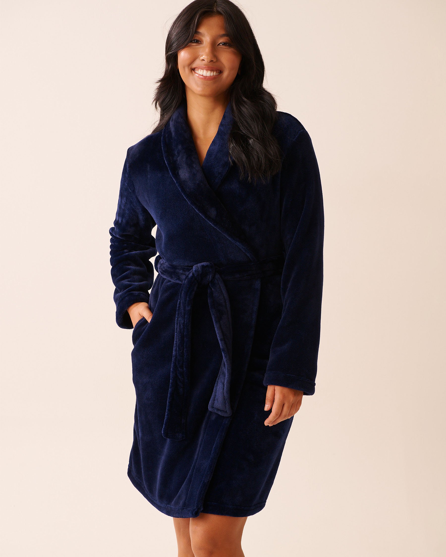 LA VIE EN ROSE Soft Plush Robe Evening Blue 40600222 - View1