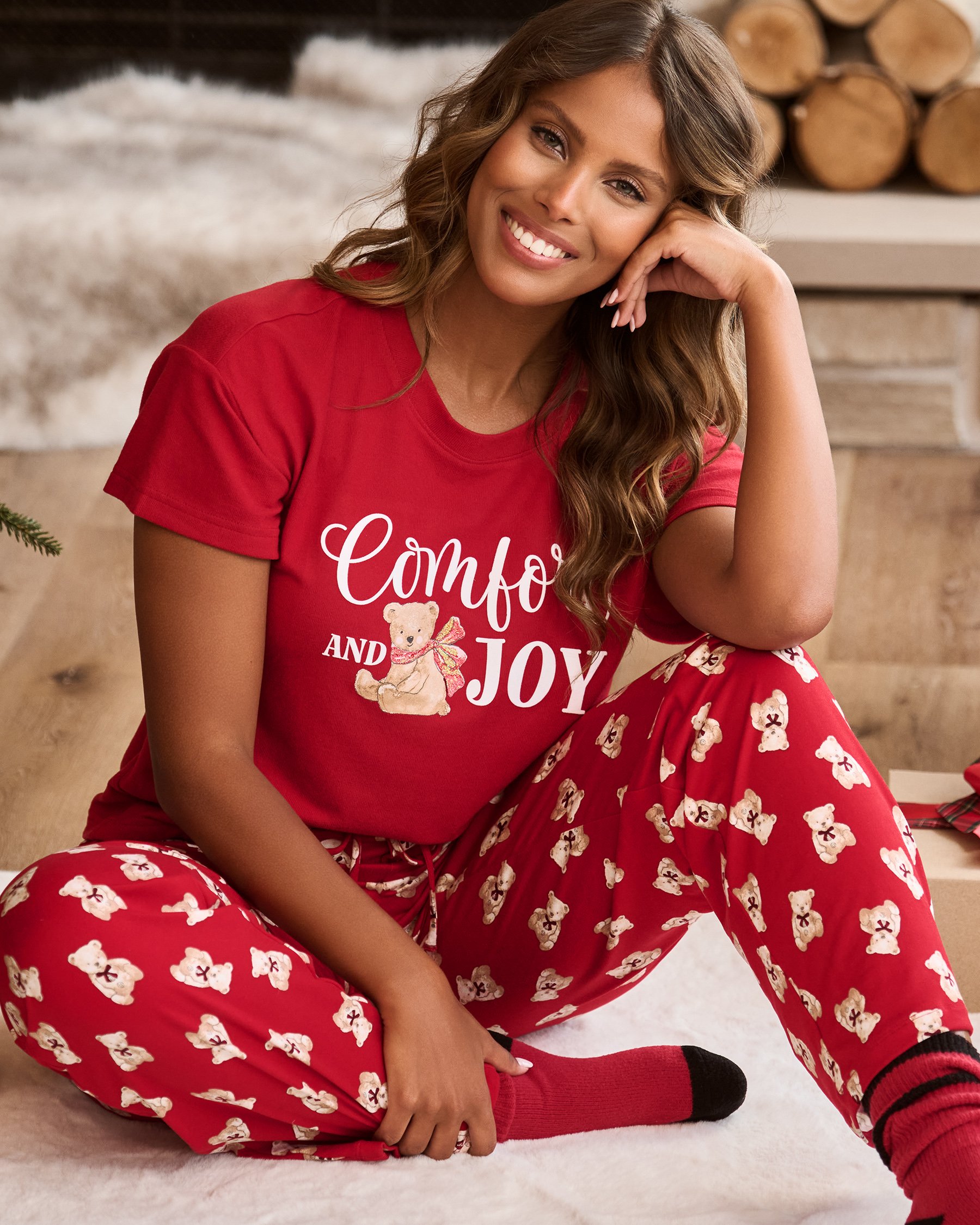 LA VIE EN ROSE Teddy Bear Print Recycled Fibers T-shirt Red/Teddy Bears 40100791 - View3