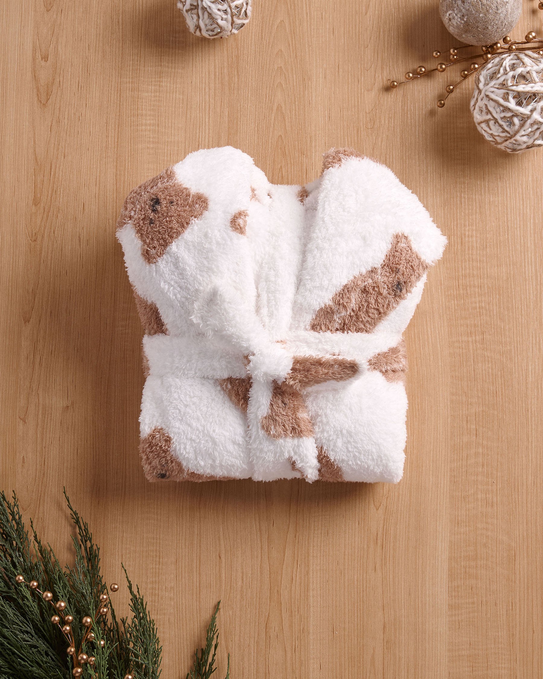 LA VIE EN ROSE Teddy Bear Print Soft Plush Hooded Robe White/Teddy Bears 40600215 - View4