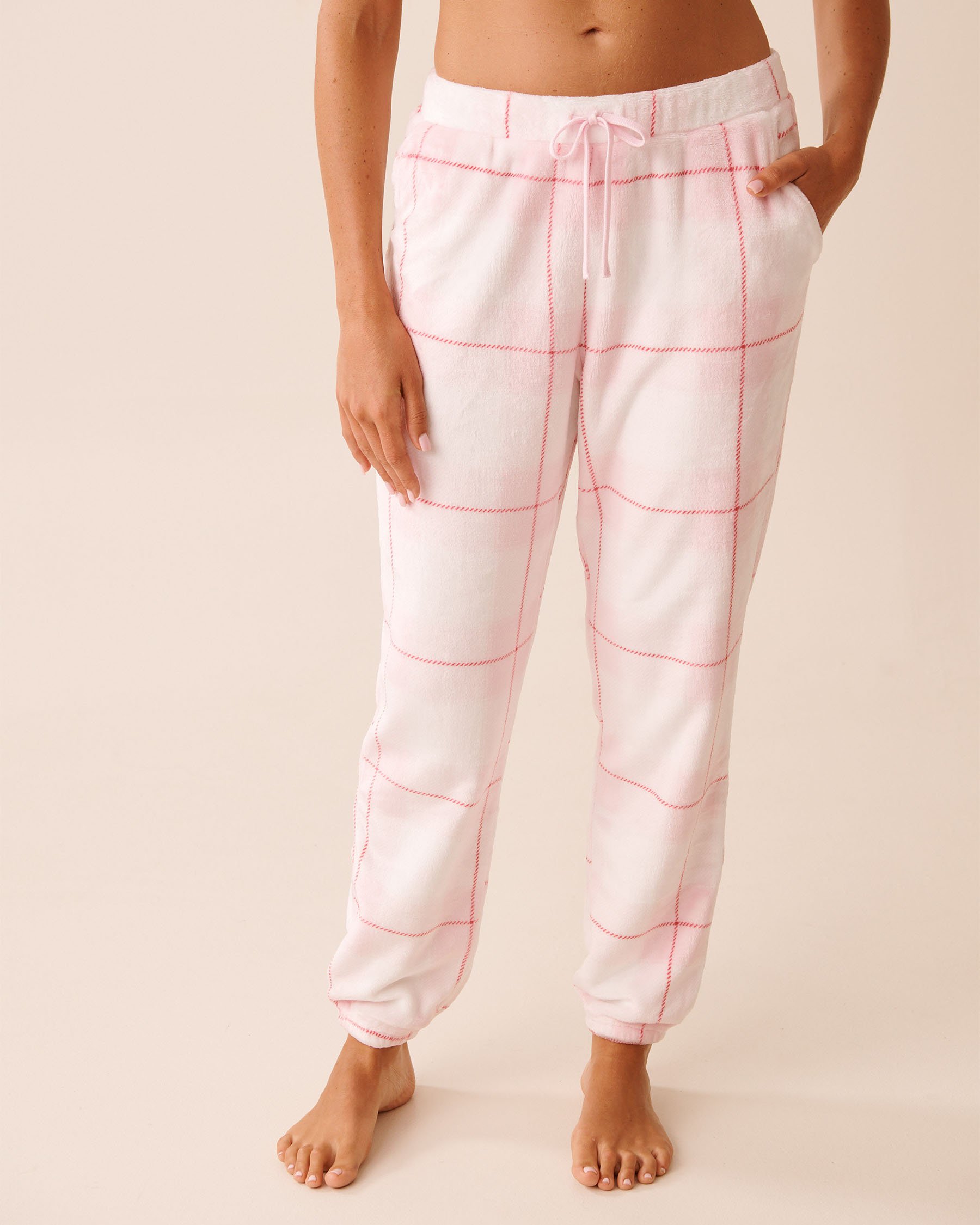 LA VIE EN ROSE Teddy Bear Print Soft Plush PJ Set Light Pink/Teddy Bear 40400091 - View5