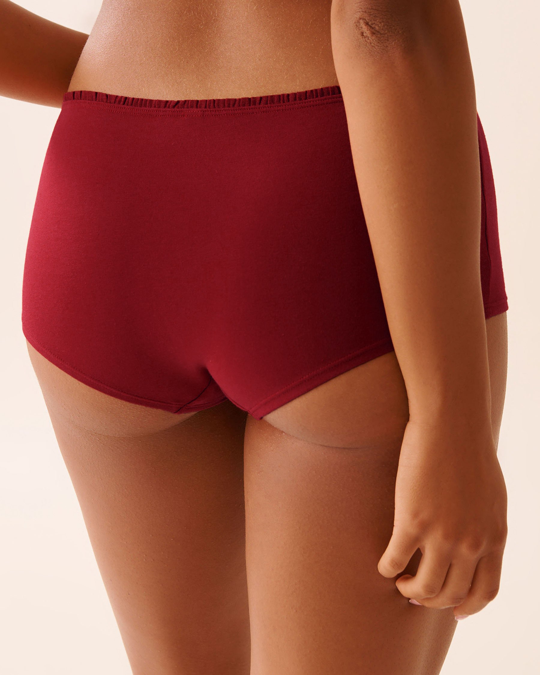 LA VIE EN ROSE Ruffle Trim Cotton Boyleg Panty Merry Red 20100668 - View2
