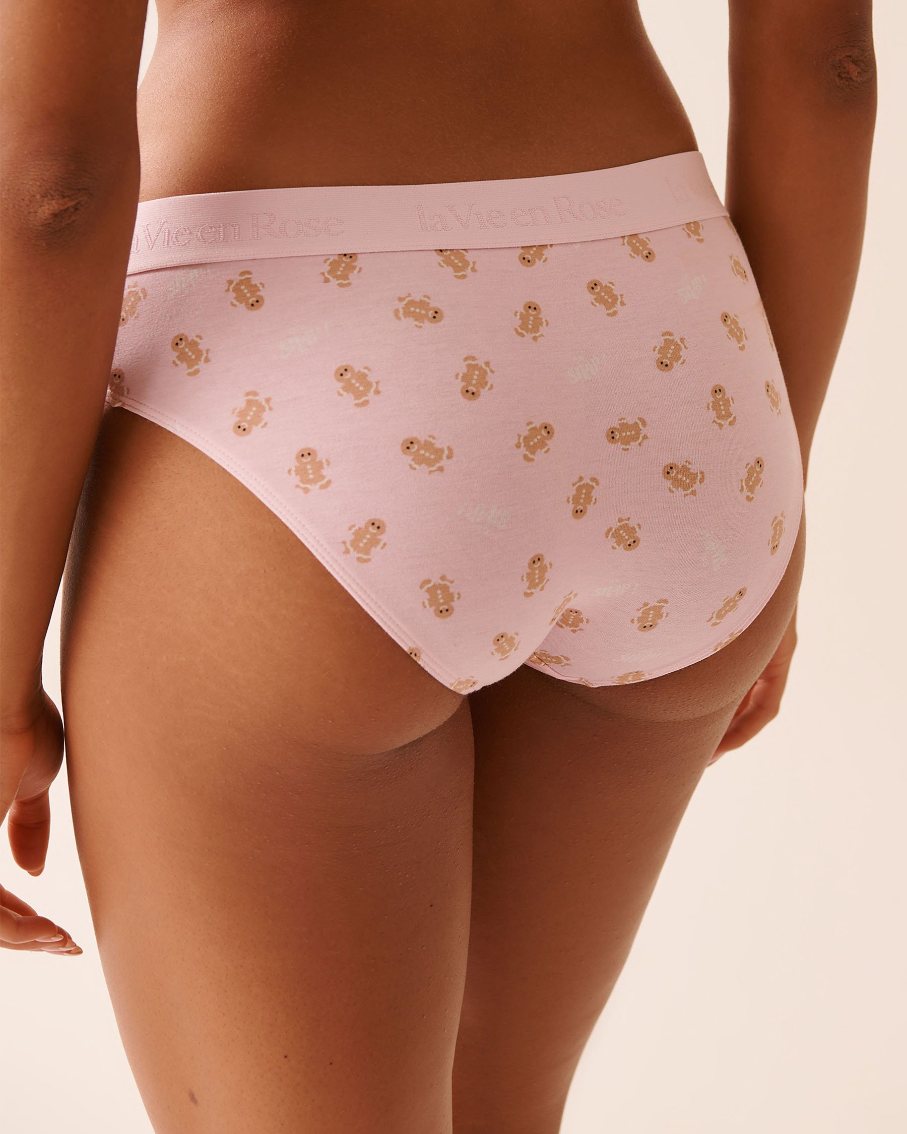 LA VIE EN ROSE Culotte bikini coton et bande élastique logo Rose/Pain d'épices 20100689 - View2