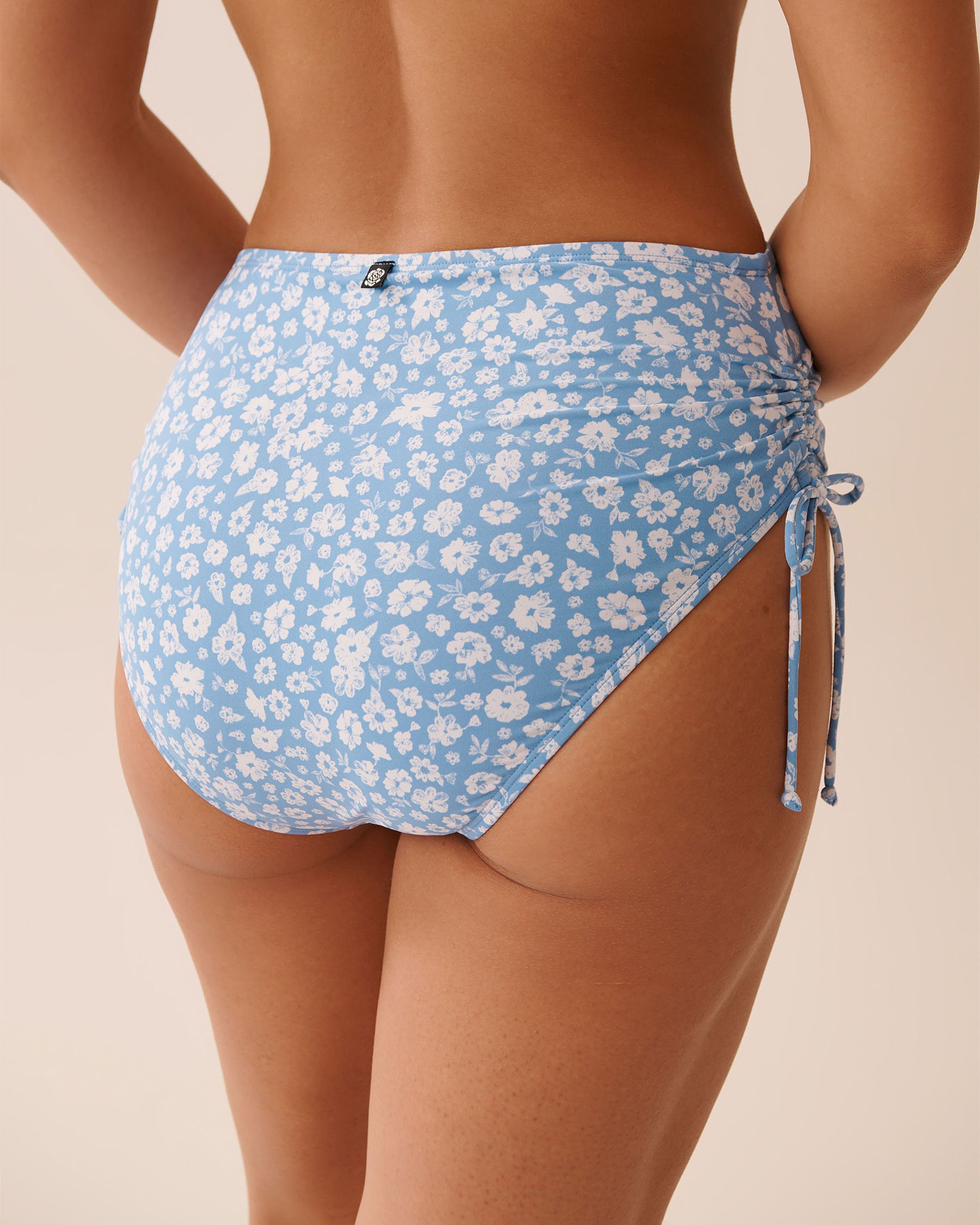 LA VIE EN ROSE AQUA Bas de bikini taille haute noué BLUE MEADOW Floral bleu 70300809 - View2
