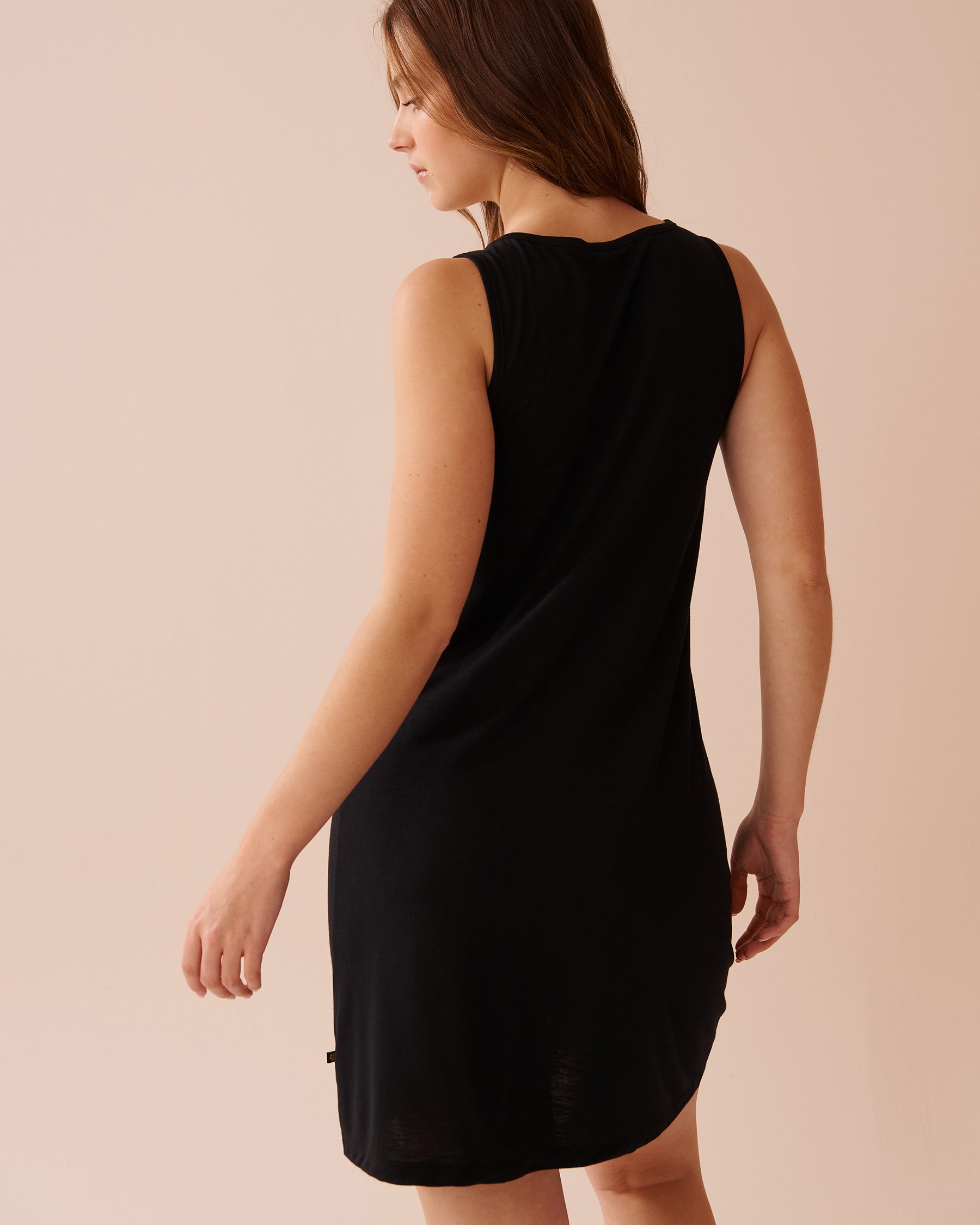 LA VIE EN ROSE AQUA Twisted Slub Dress Black 80300102 - View2