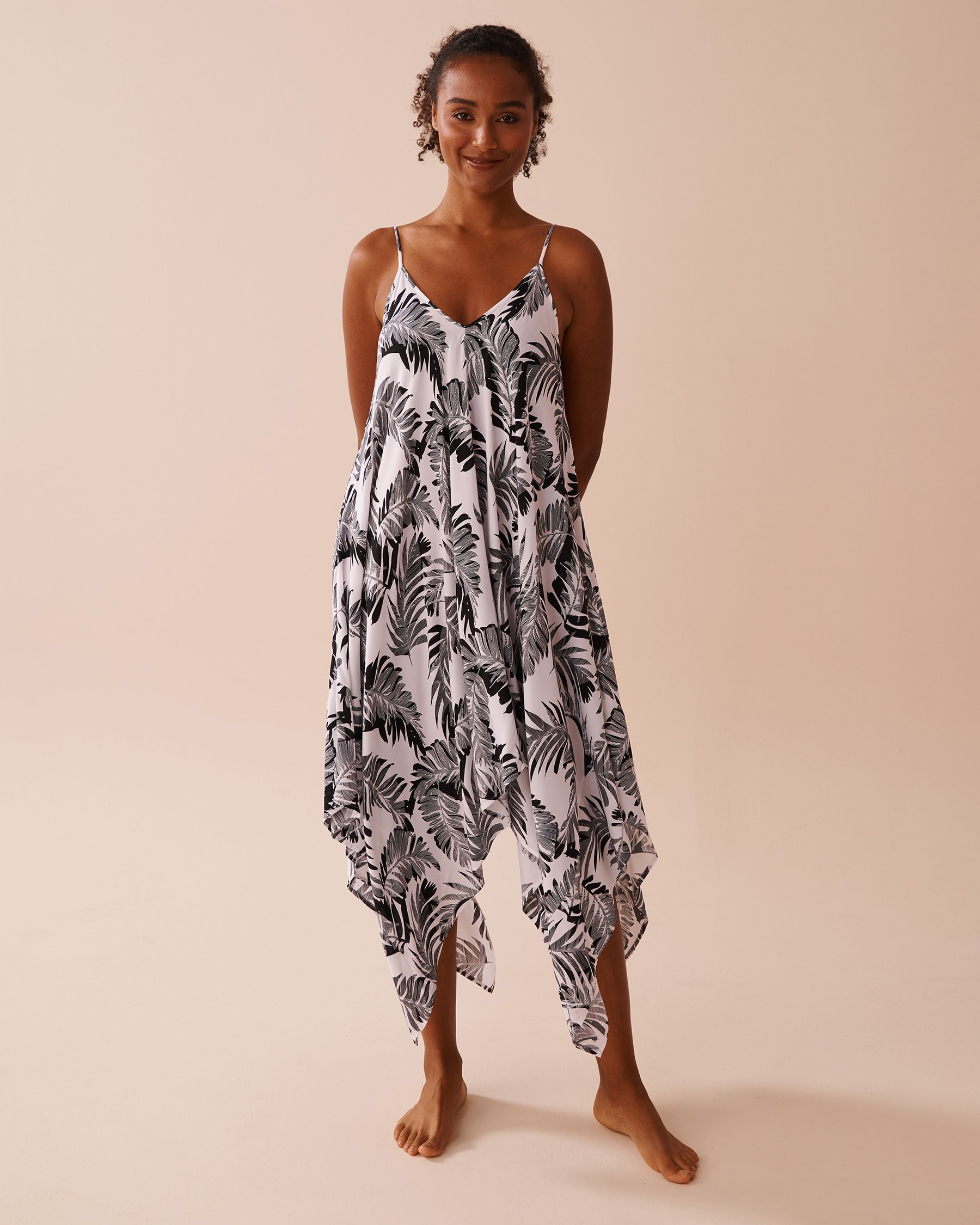LA VIE EN ROSE AQUA Robe longue fluide Feuillage monochrome 80300105 - Voir1