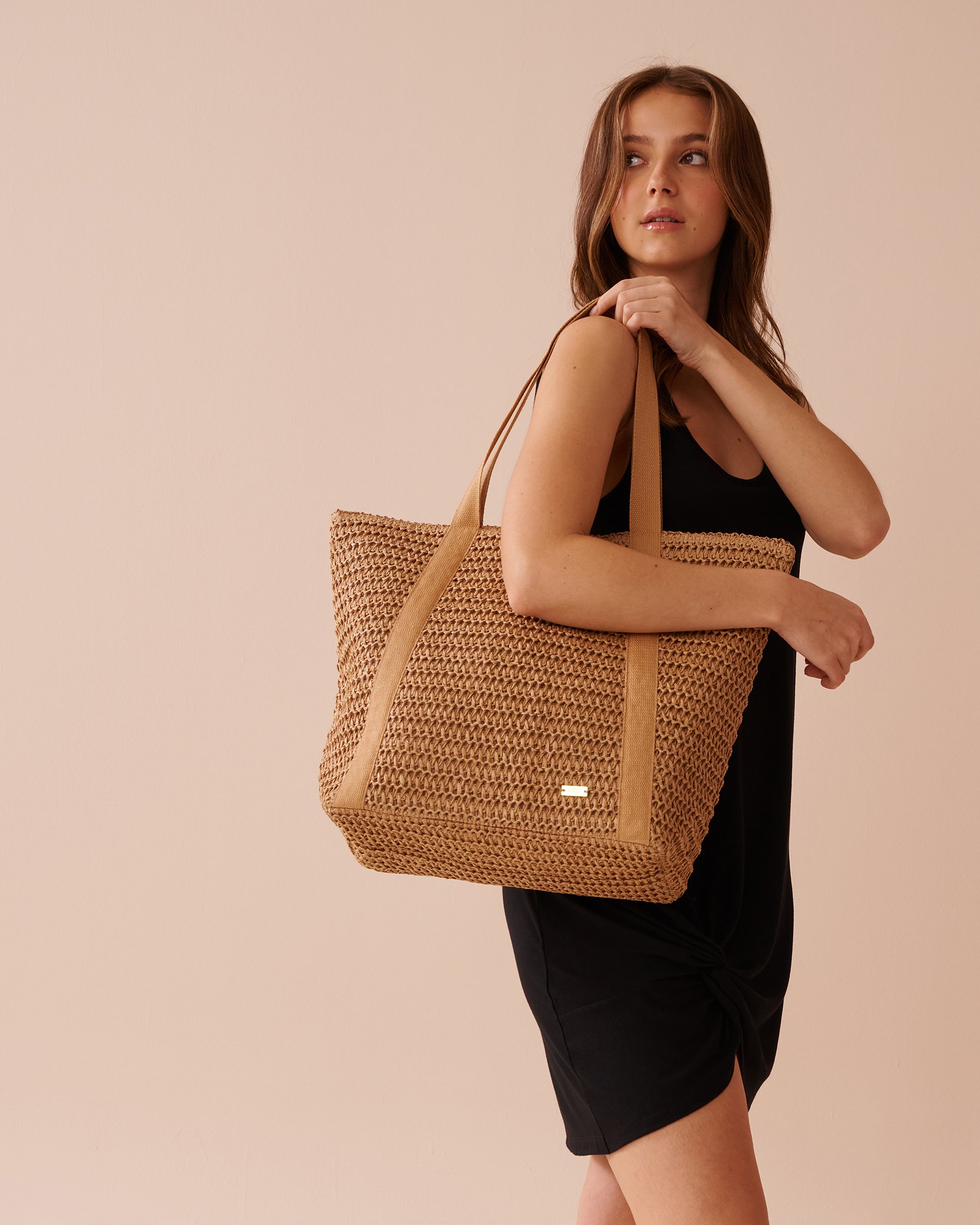 LA VIE EN ROSE AQUA Straw Bag with Twill Handles Straw 80500105 - View4