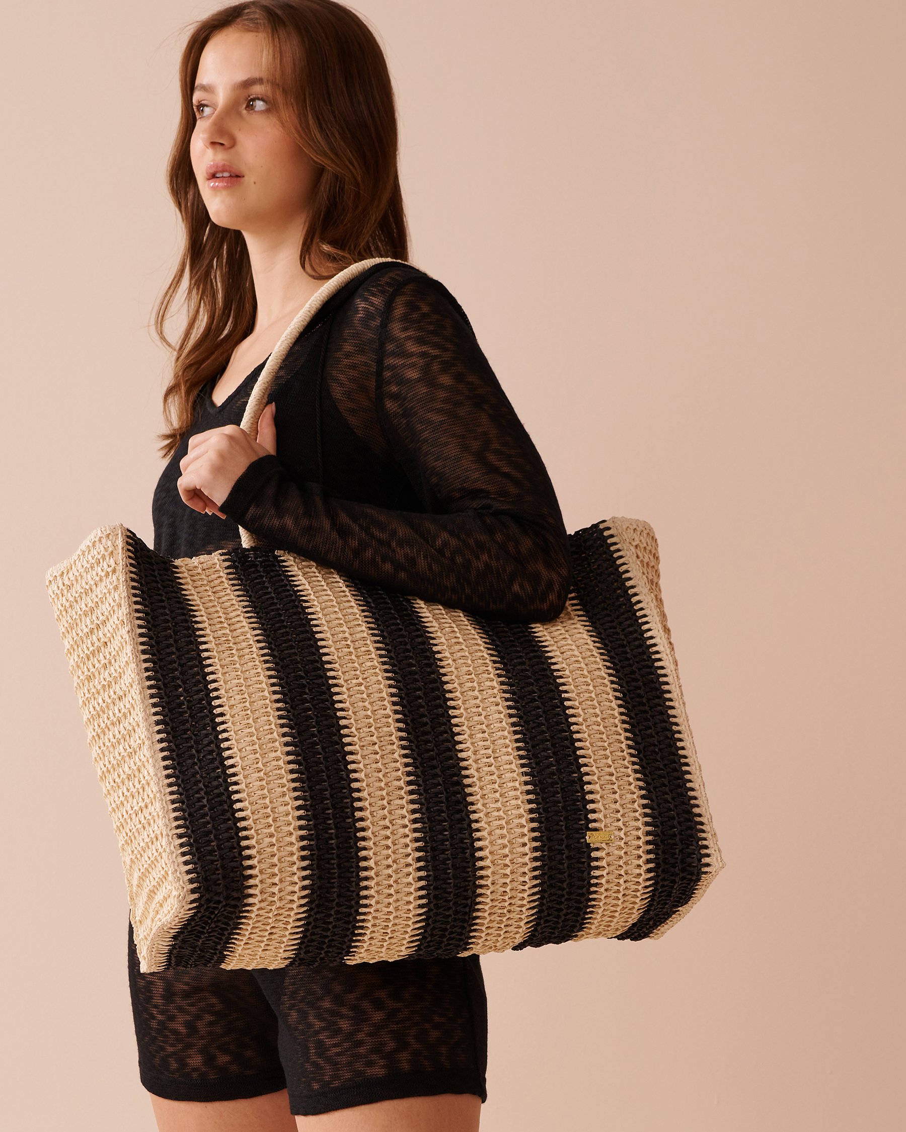 LA VIE EN ROSE AQUA Striped Straw Bag Striped Straw 80500106 - View4