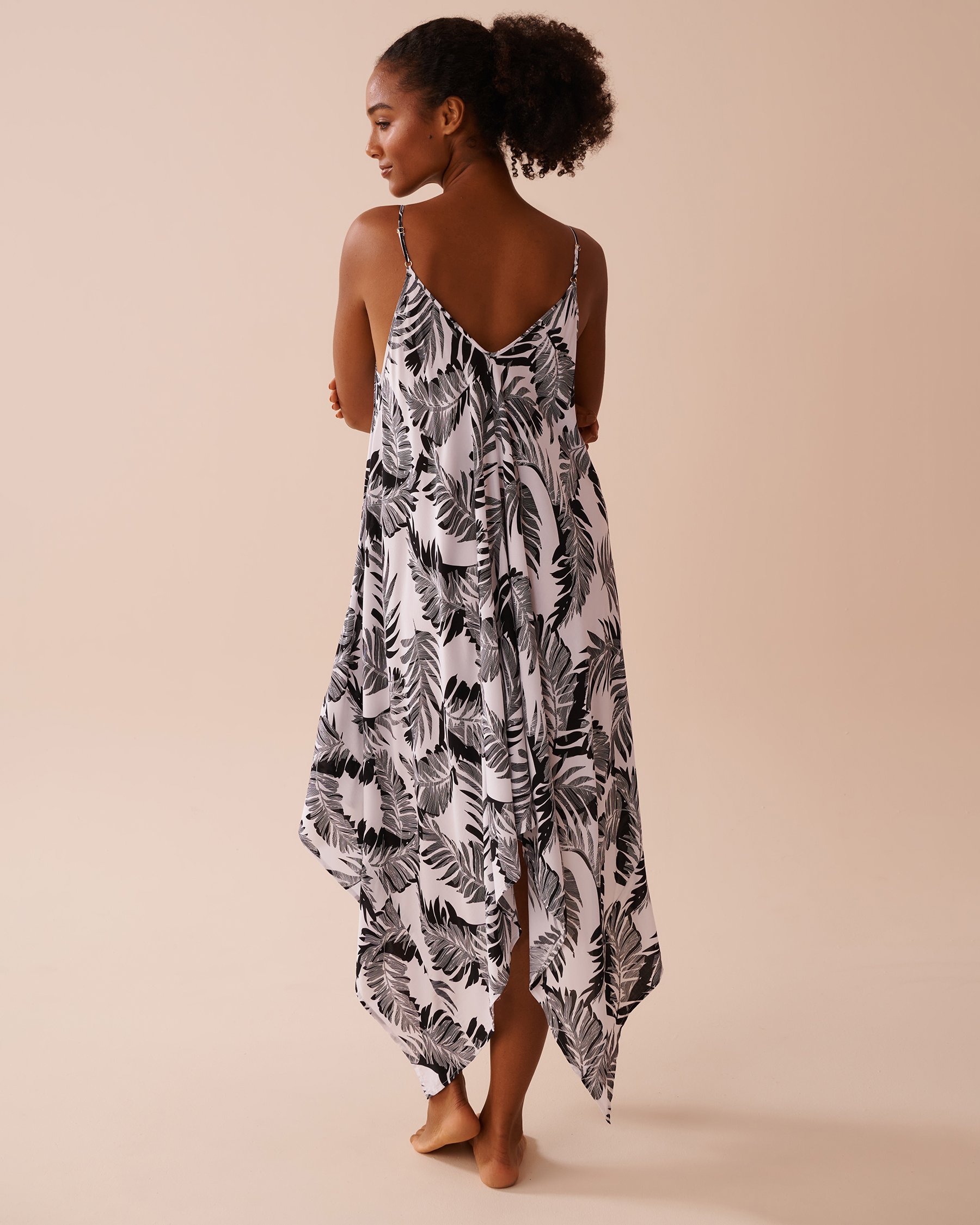 LA VIE EN ROSE AQUA Long Flowy Dress Monochrome Foliage 80300105 - View2