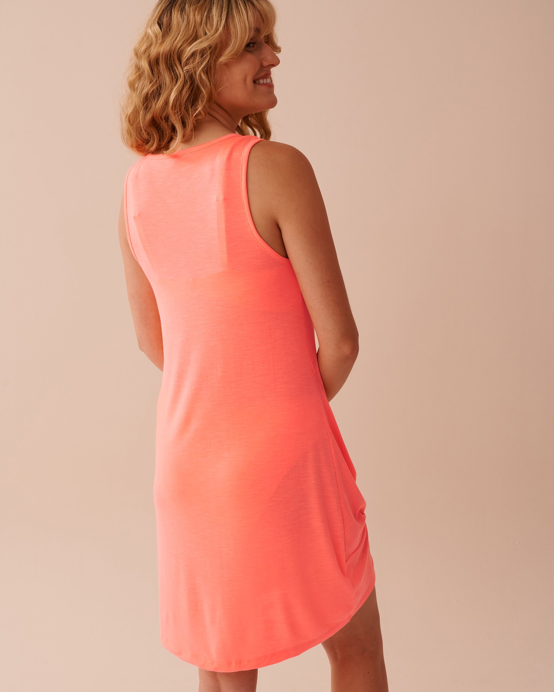LA VIE EN ROSE AQUA Twisted Slub Dress Coral Crush 80300102 - View2