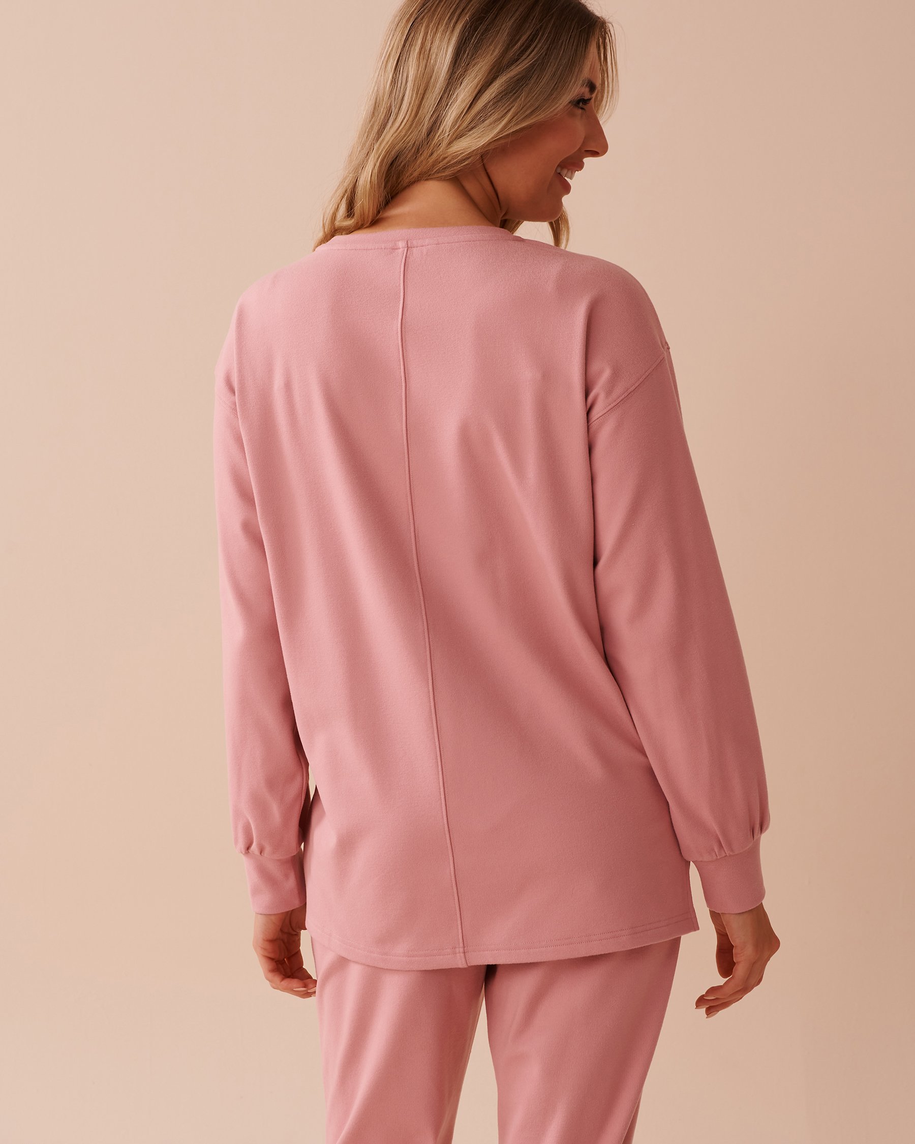 LA VIE EN ROSE Chandail manches longues légèrement côtelé Vieux rose 50100099 - Voir2