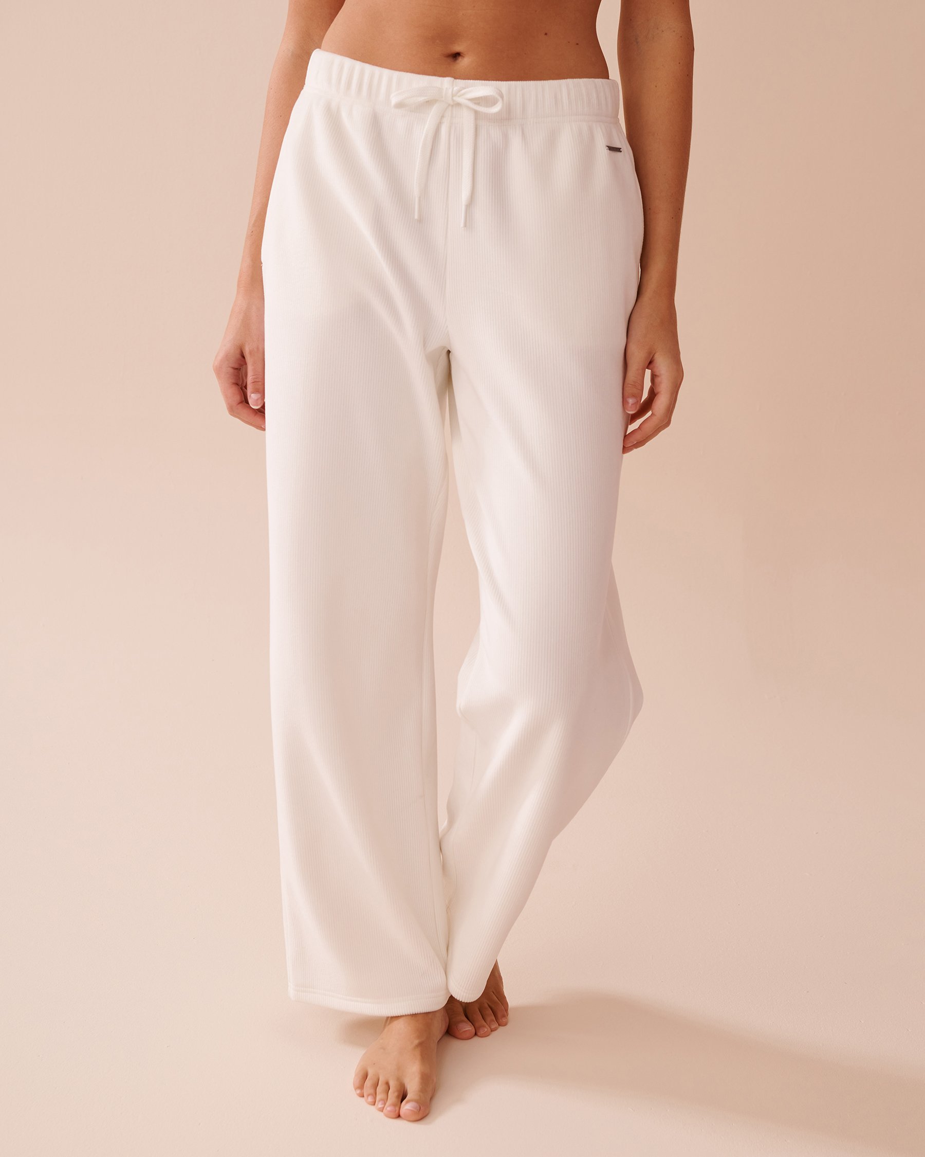 LA VIE EN ROSE Pantalon épais en tissu côtelé Blanc 50200085 - Voir2