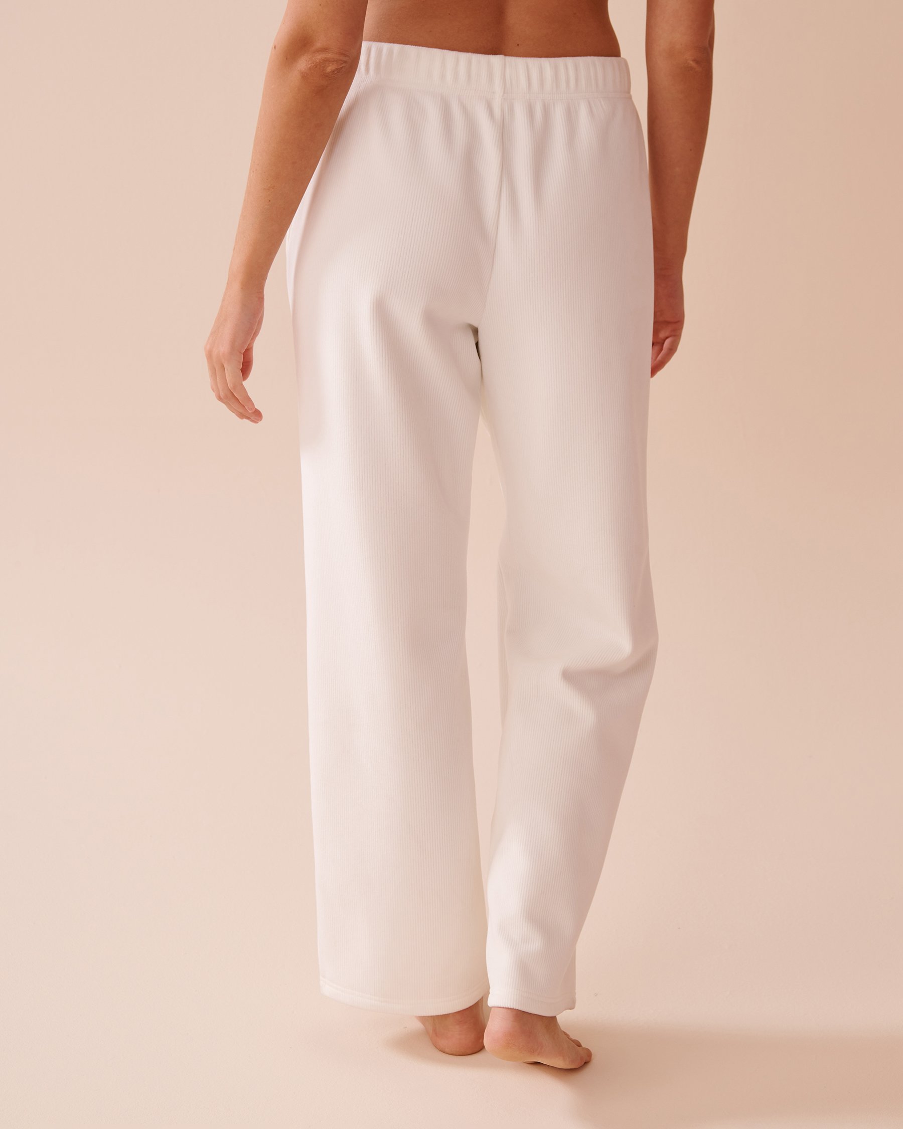 LA VIE EN ROSE Pantalon épais en tissu côtelé Blanc 50200085 - Voir3