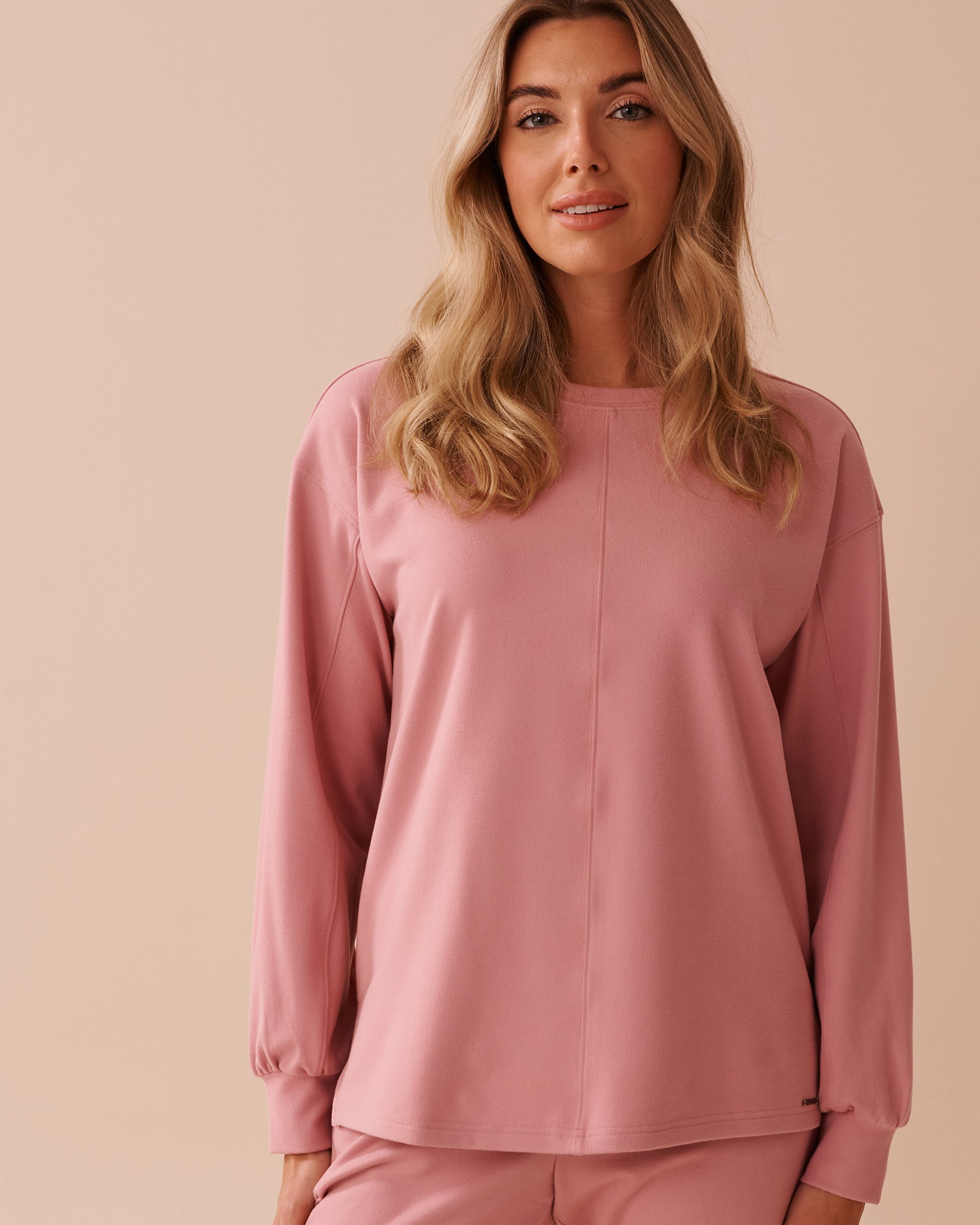 LA VIE EN ROSE Chandail manches longues légèrement côtelé Vieux rose 50100099 - View1