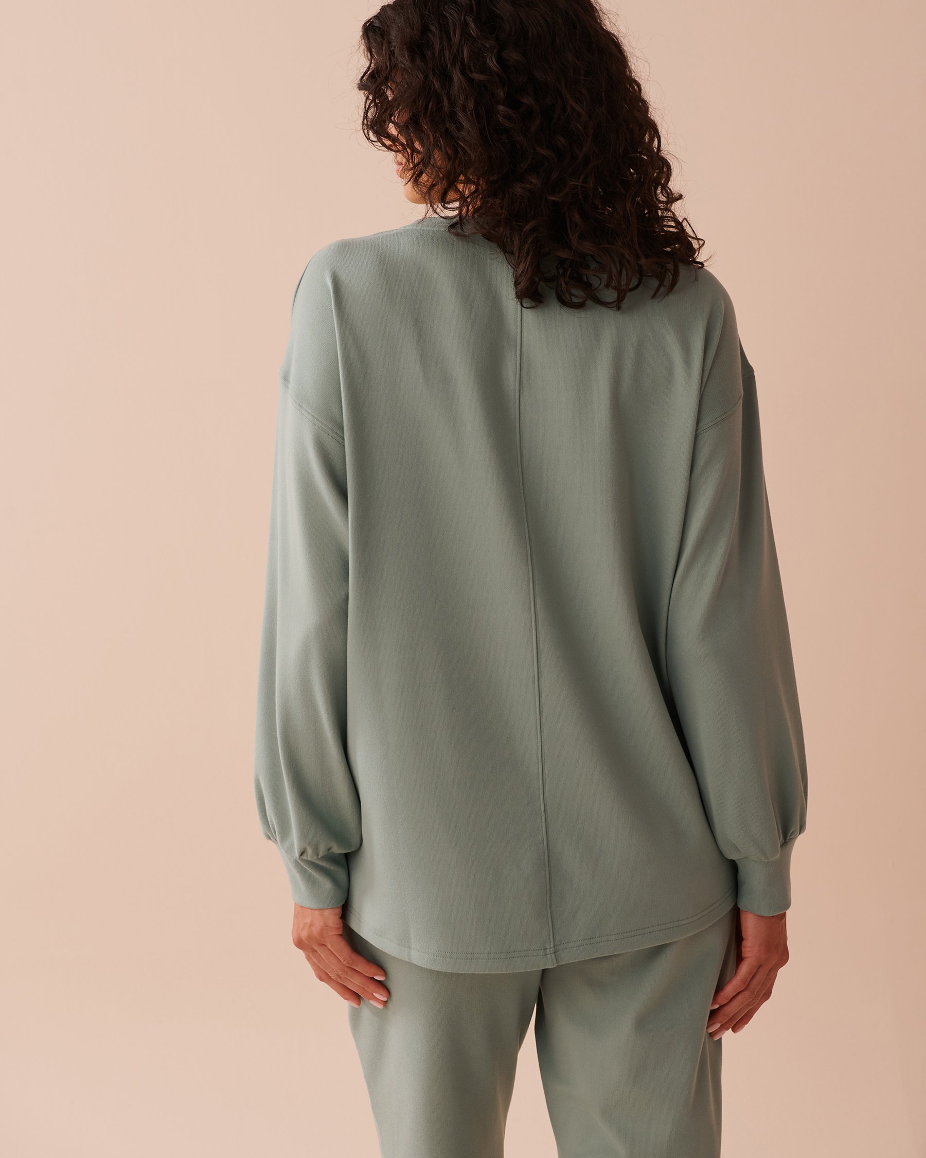 LA VIE EN ROSE Chandail manches longues légèrement côtelé Vert olive 50100099 - View2