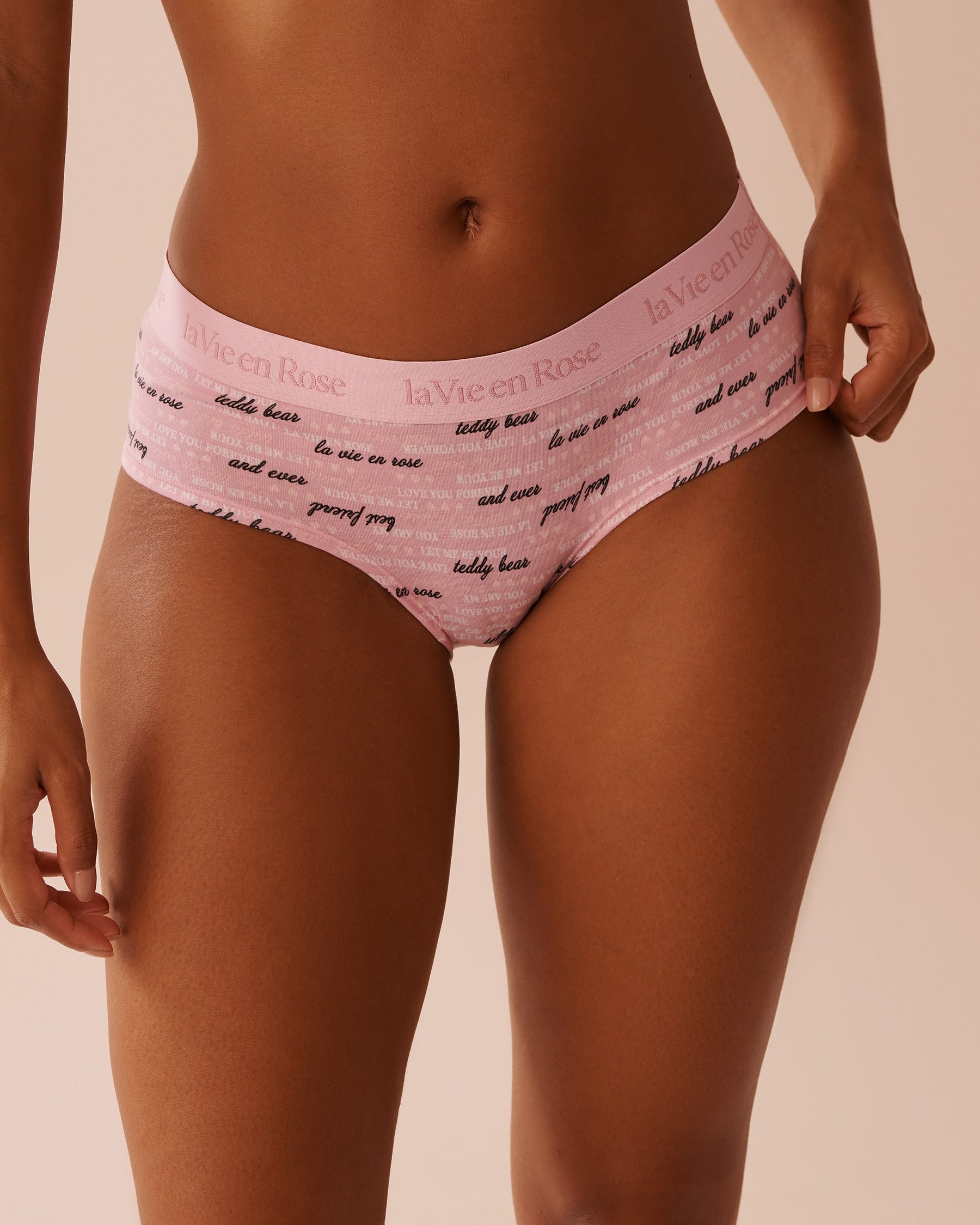 LA VIE EN ROSE Culotte aux hanches coton et bande élastique logo Rose tendre 20100548 - Voir1