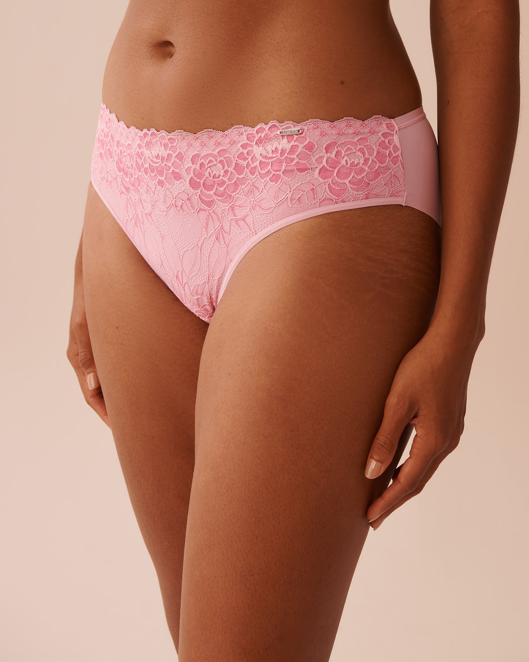 LA VIE EN ROSE Culotte bikini microfibre et dentelle dos lisse Rose tendre 20300372 - Voir1