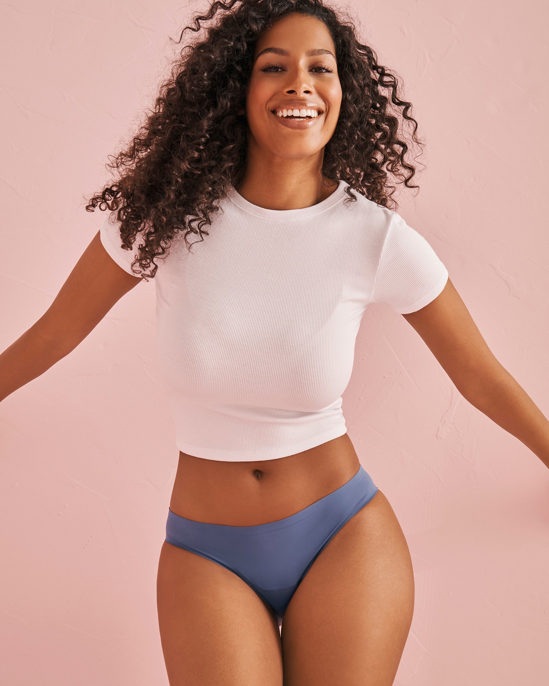 LA VIE EN ROSE Culotte menstruelle coupe bikini absorption régulière Bleu grisé 20400017 - Voir2