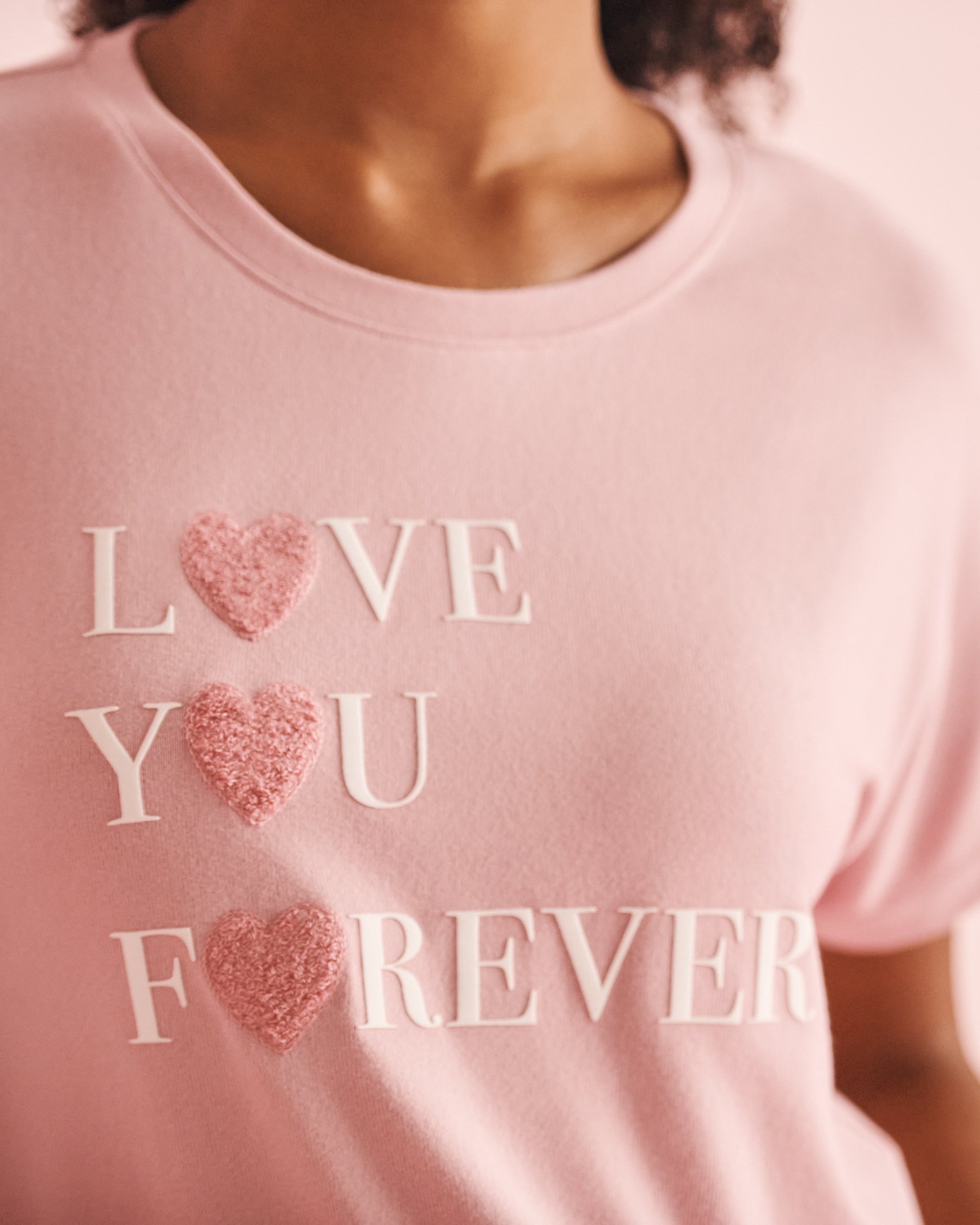 LA VIE EN ROSE T-shirt en fibres recyclées imprimé mots d'amour Rose tendre 40100673 - Voir3
