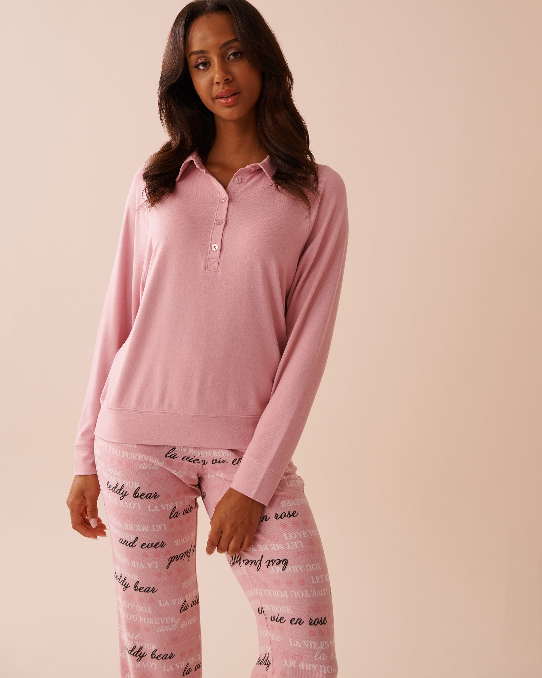 LA VIE EN ROSE Chandail manches longues en fibres recyclées Rose tendre 40100674 - Voir1