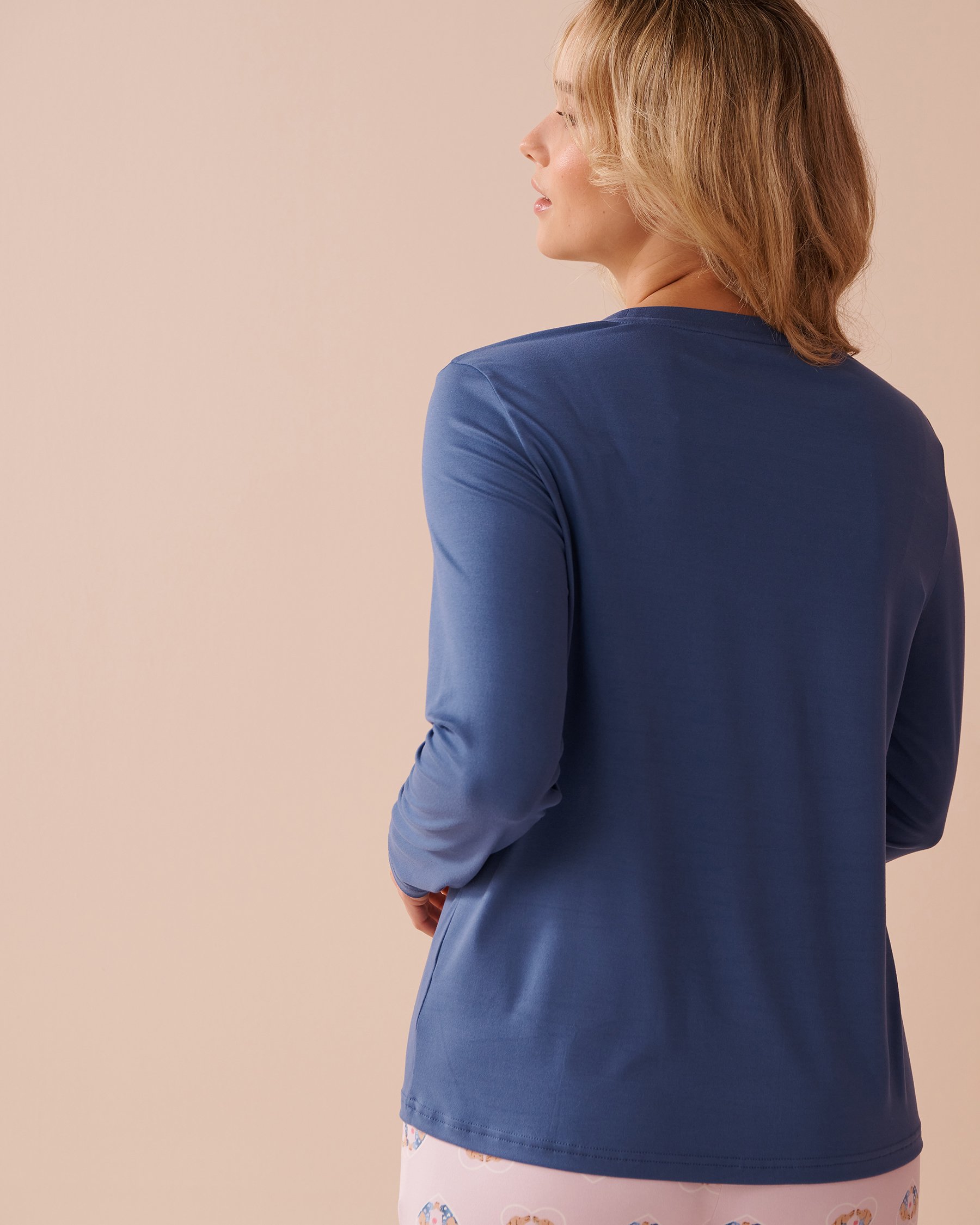 LA VIE EN ROSE Chandail manches longues imprimé chien Bleu grisé 40100680 - Voir2