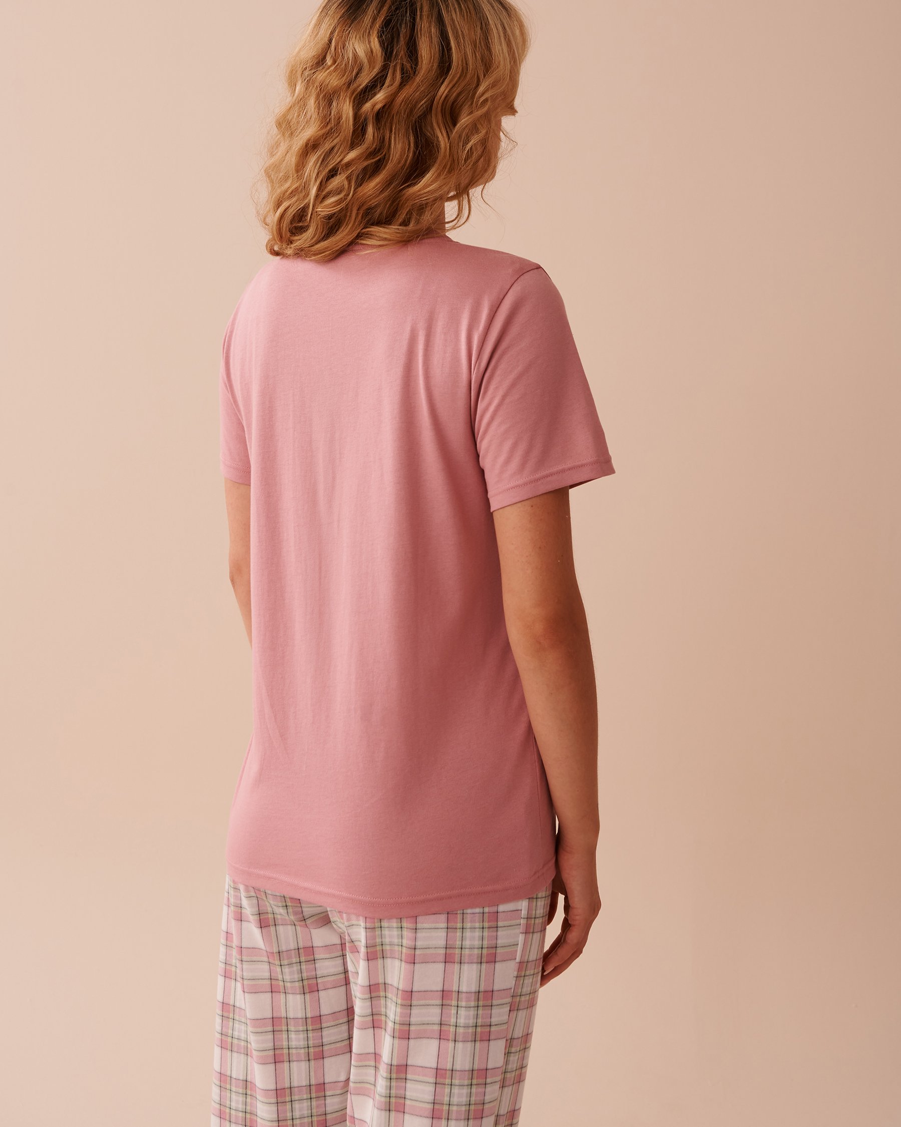 LA VIE EN ROSE Sunflower Print Cotton Crew Neck T-shirt Old Pink 40100693 - View2