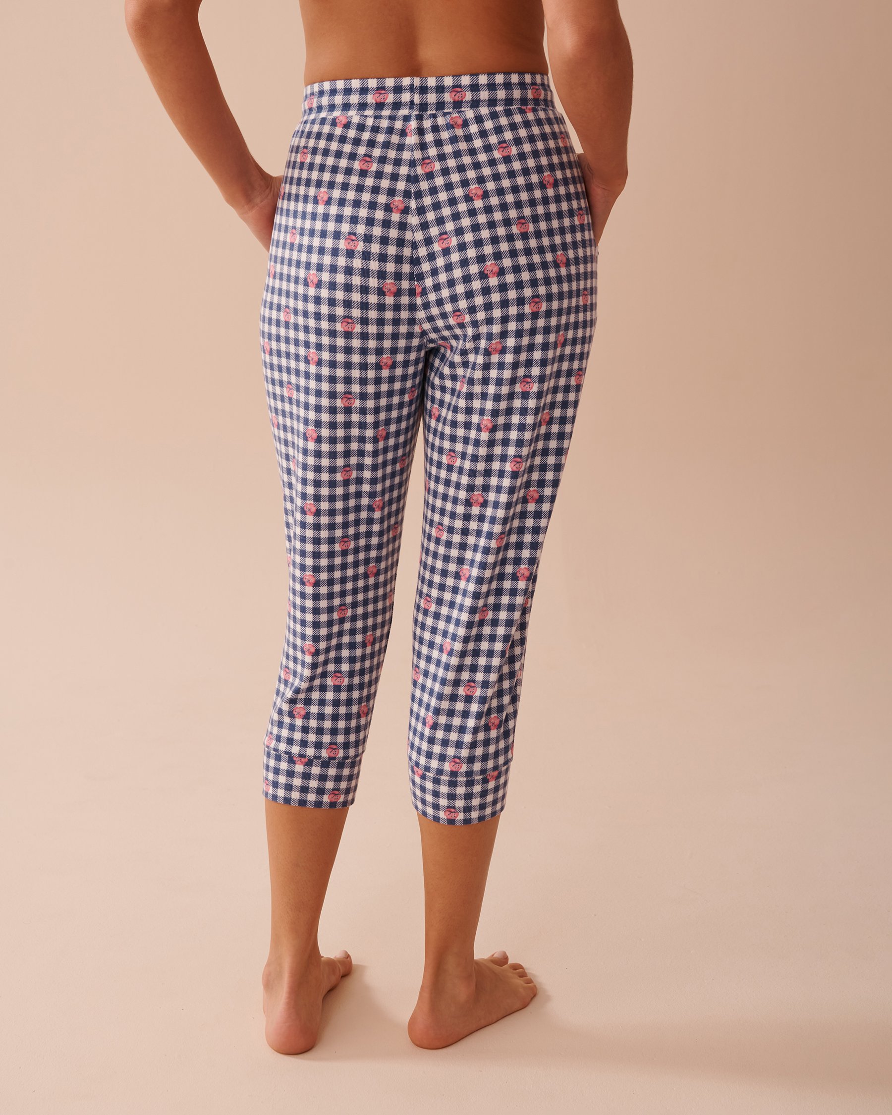 LA VIE EN ROSE Gingham Print Recycled Fibers Capris Gingham/Roses 40200661 - View2