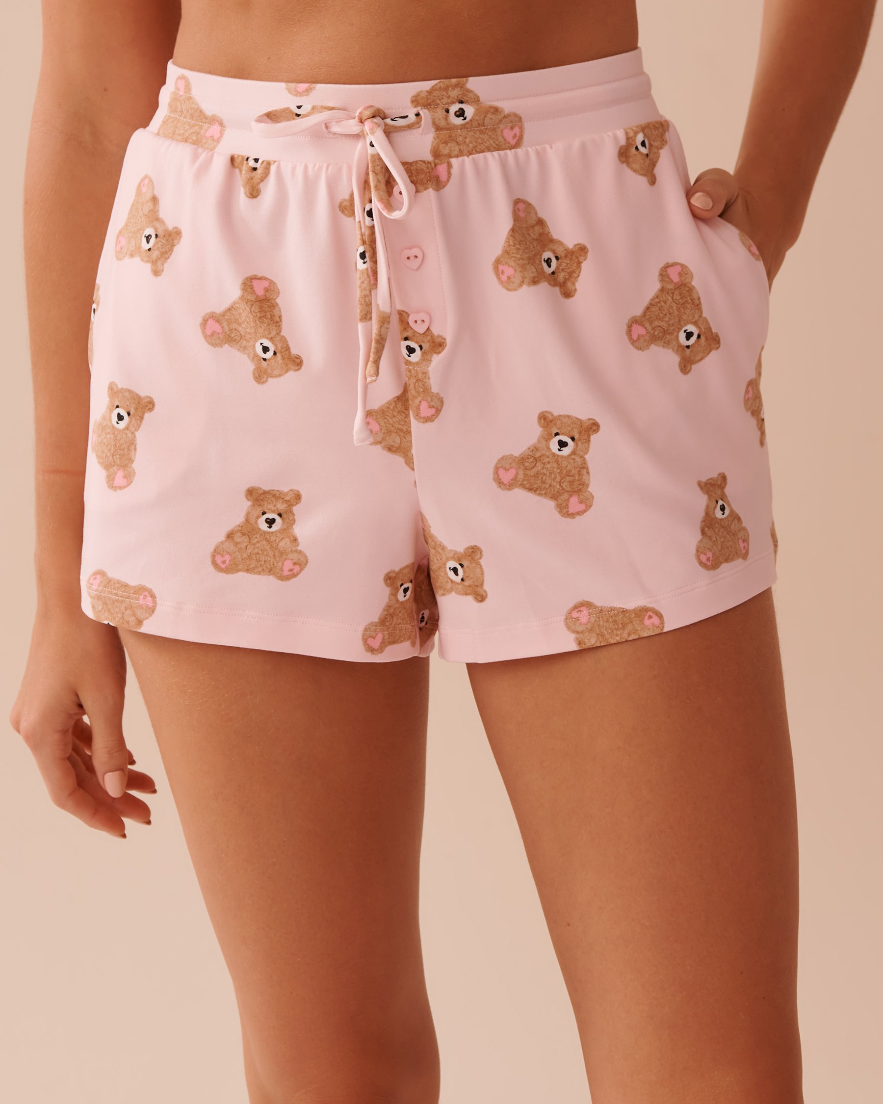 LA VIE EN ROSE Teddy Bear Super Soft Pajama Shorts Pink/Teddy Bears 40200678 - View1