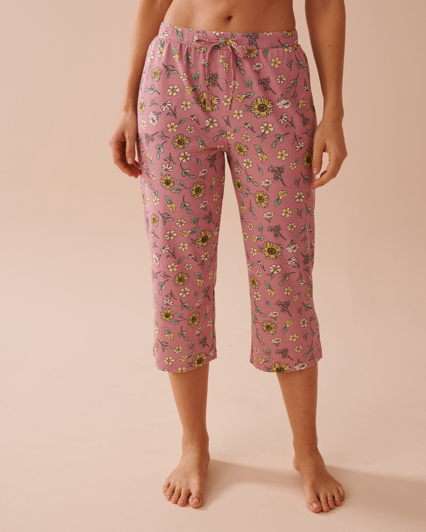 LA VIE EN ROSE Capri en coton à imprimé tournesol Vieux rose/Tournesol 40200682 - Voir1