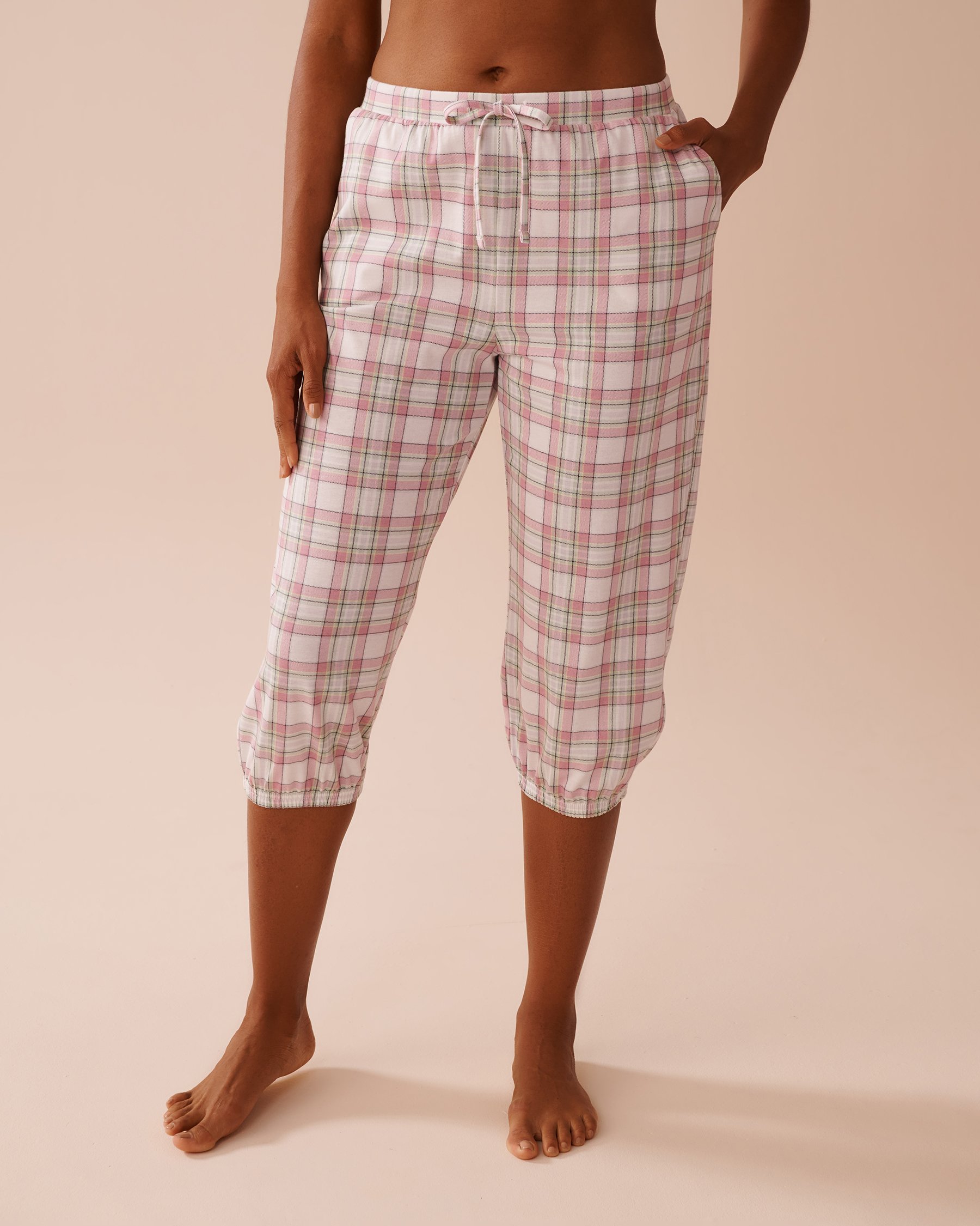 LA VIE EN ROSE Capri ajusté en coton à carreaux multicolores Carreaux multicolores 40200683 - Voir1