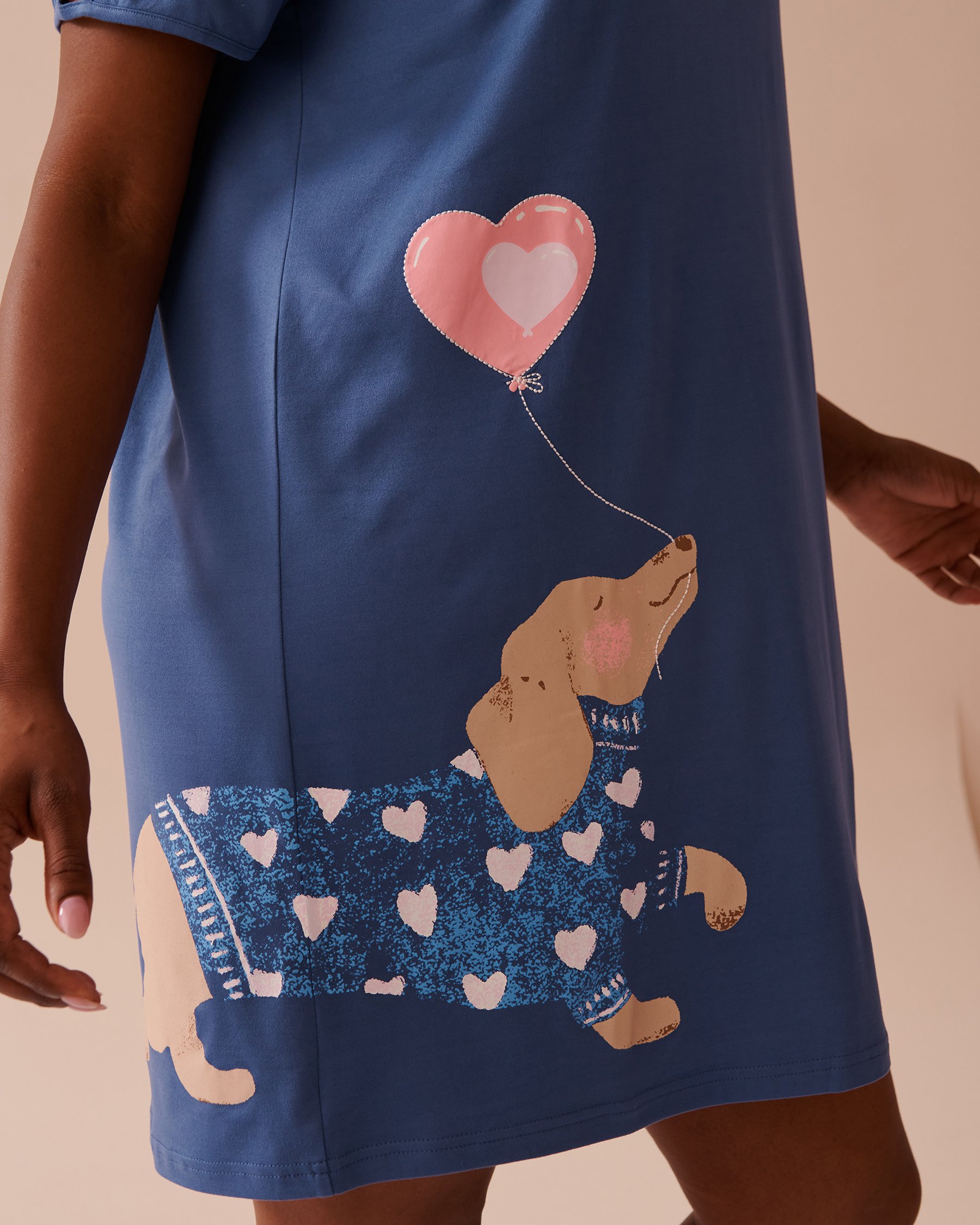 LA VIE EN ROSE Dog Print Super Soft Short Sleeve Sleepshirt Grey Blue 40500402 - View8