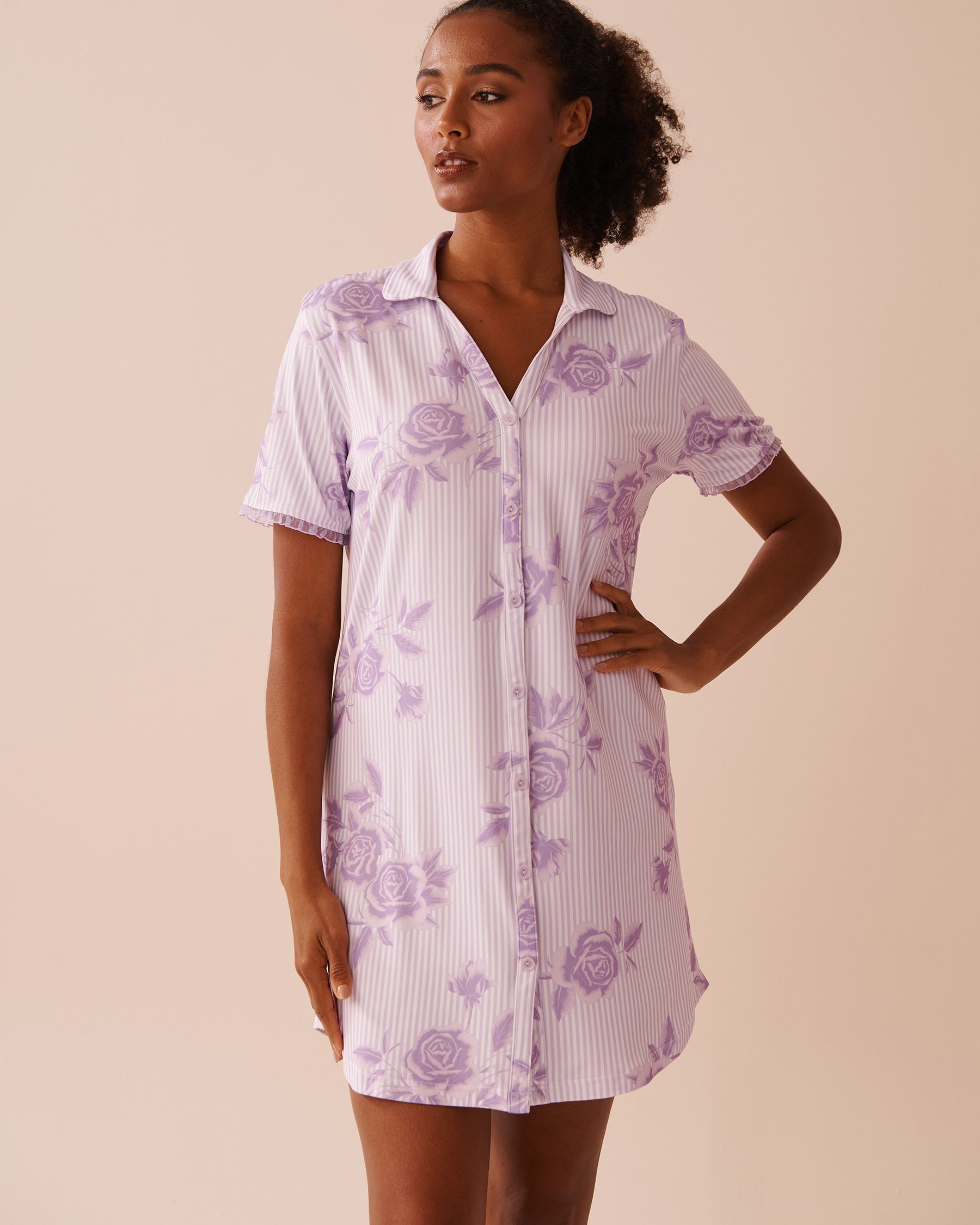 LA VIE EN ROSE Lilac Rose Print Super Soft Sleepshirt Lilac Rose 40500404 - View1