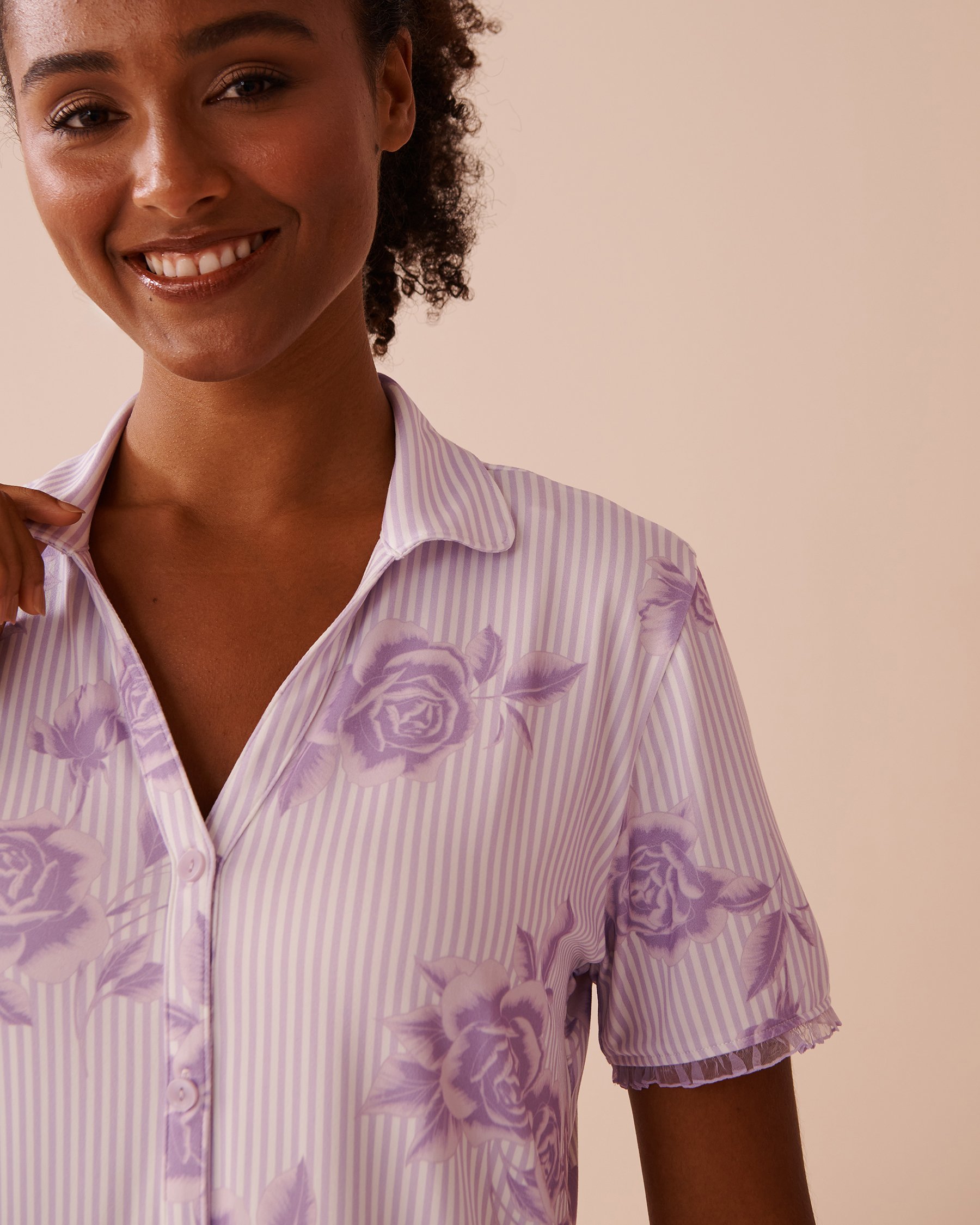 LA VIE EN ROSE Lilac Rose Print Super Soft Sleepshirt Lilac Rose 40500404 - View3