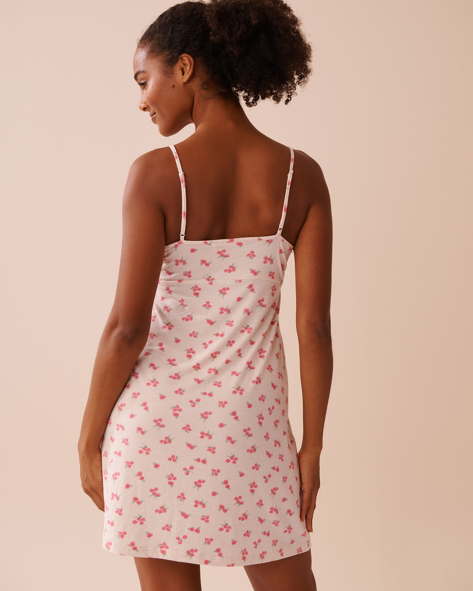 LA VIE EN ROSE Nuisette ultra douce imprimé rose Avoine/Roses 40500408 - Voir2