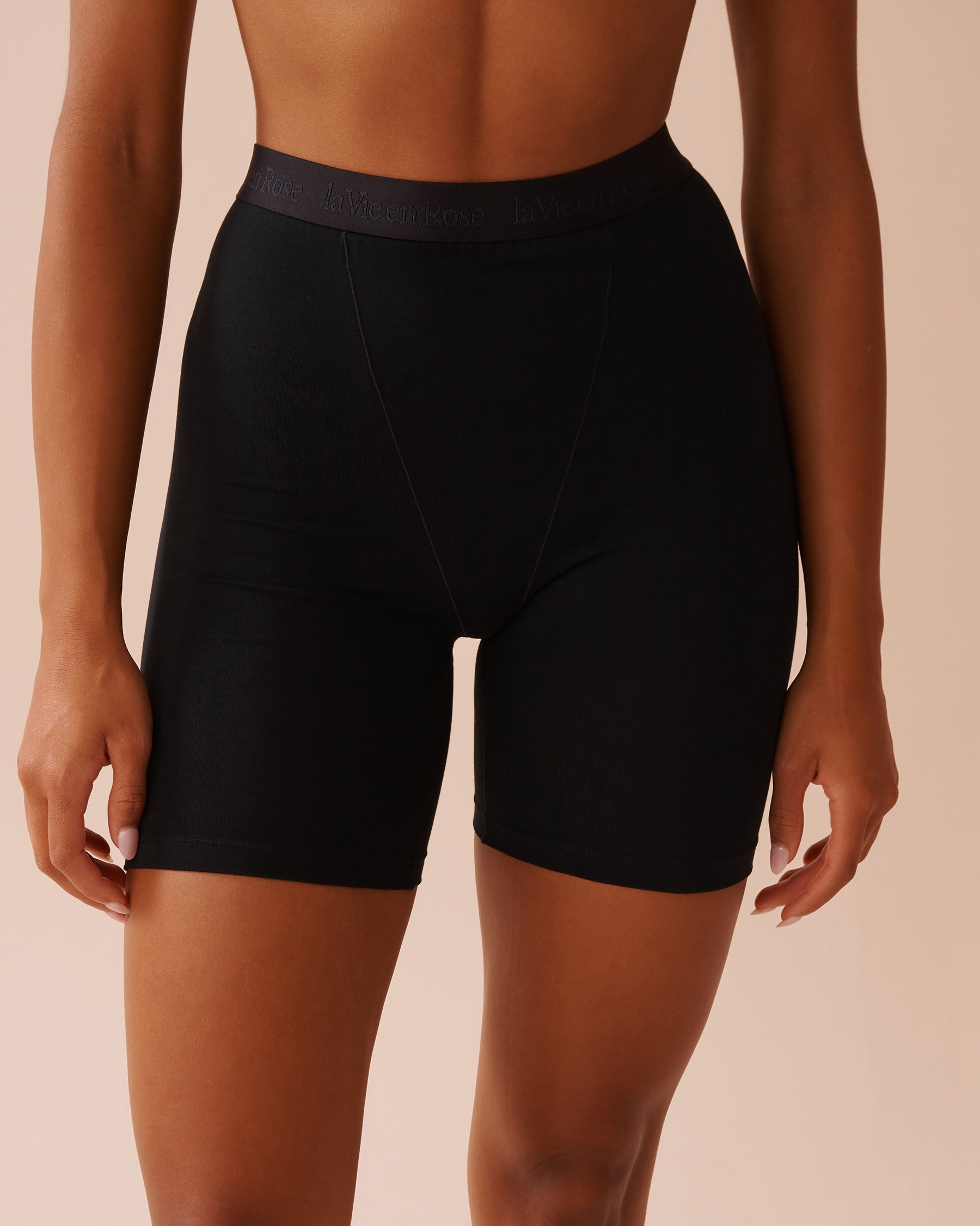 LA VIE EN ROSE Short de pyjama style biker en coton Noir 40200665 - View1